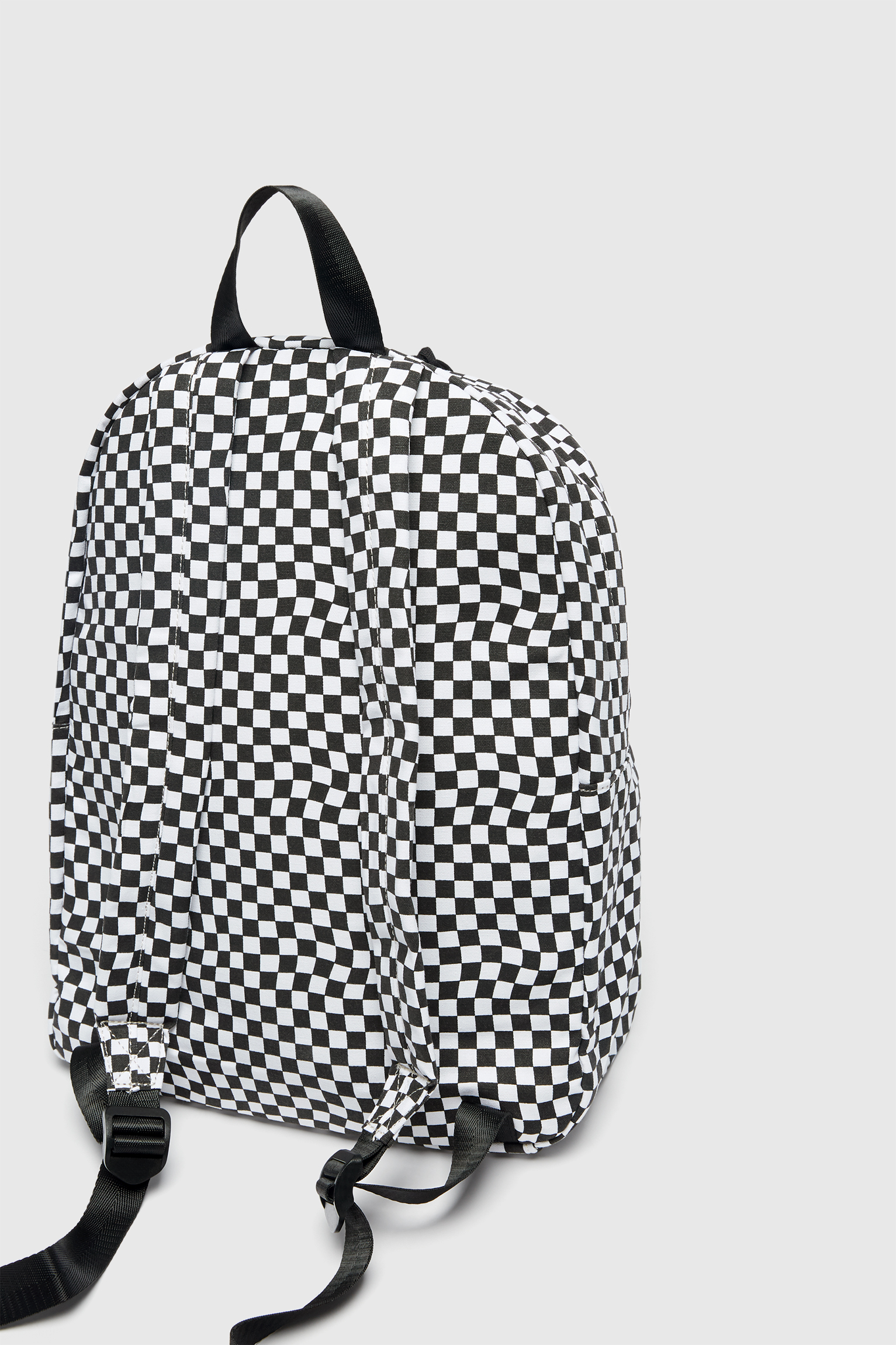 purple checkered backpack