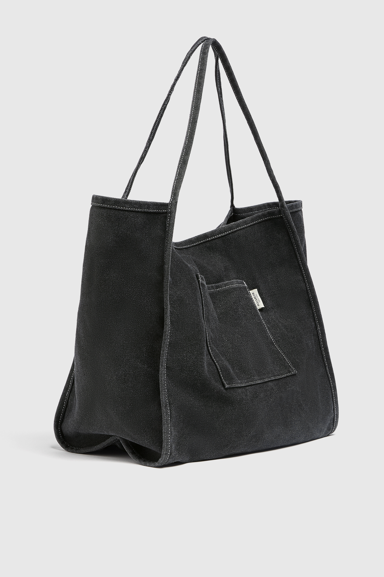black fabric tote