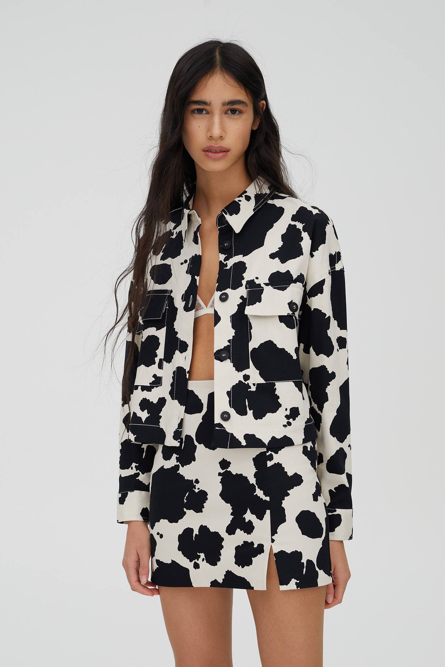 Cow print overshirt Pull & Bear
