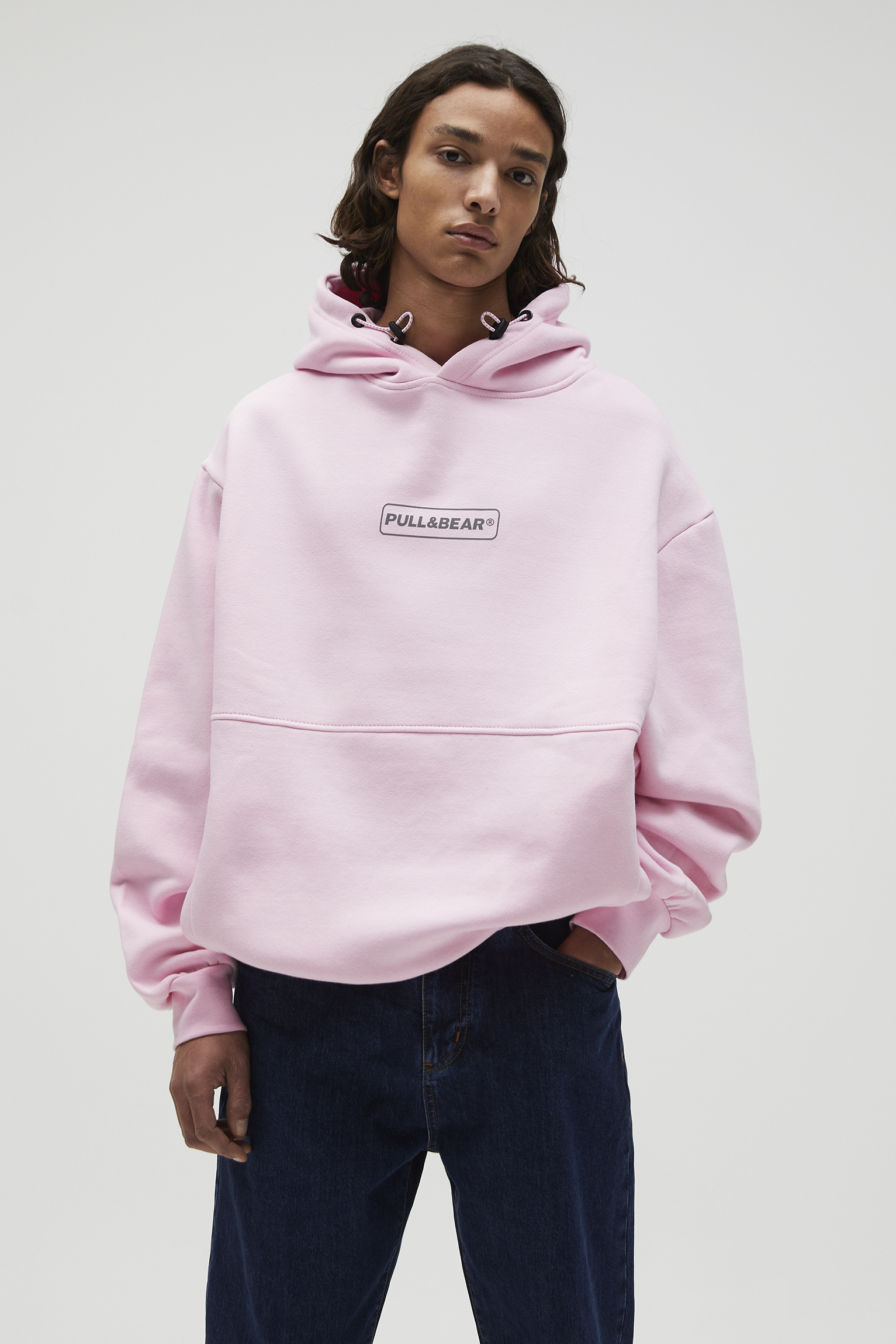 hoodie pull and bear pink