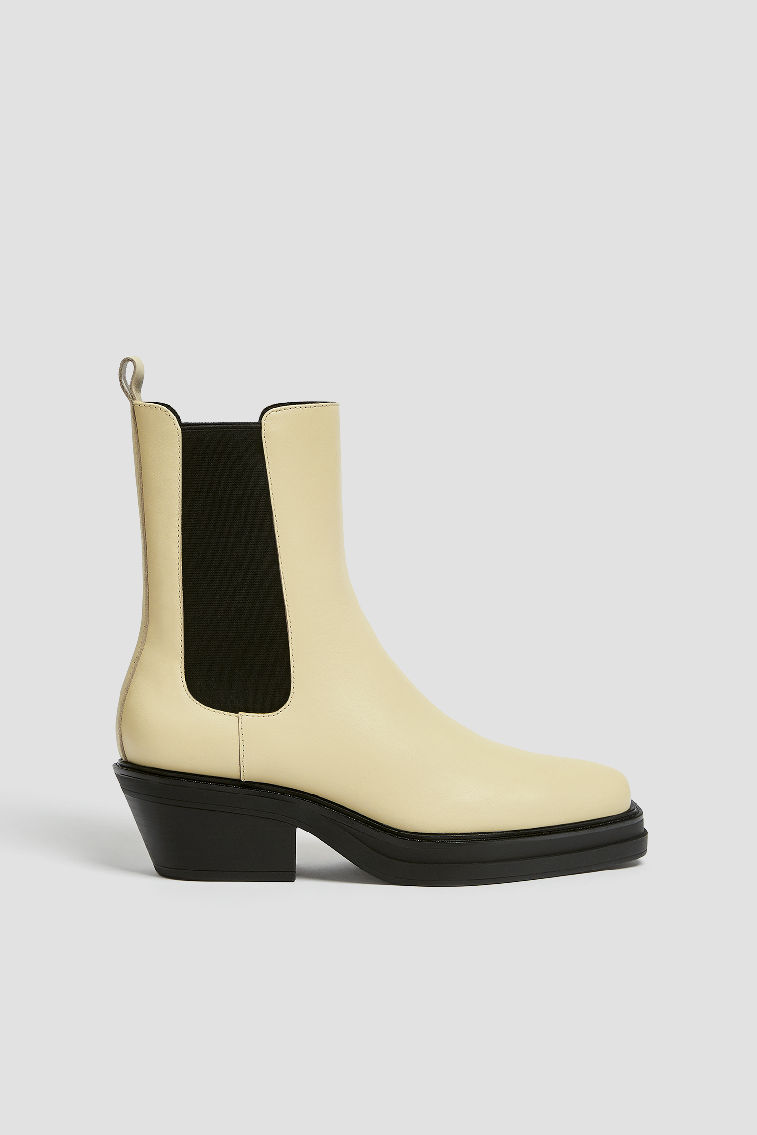 cream leather ankle boots