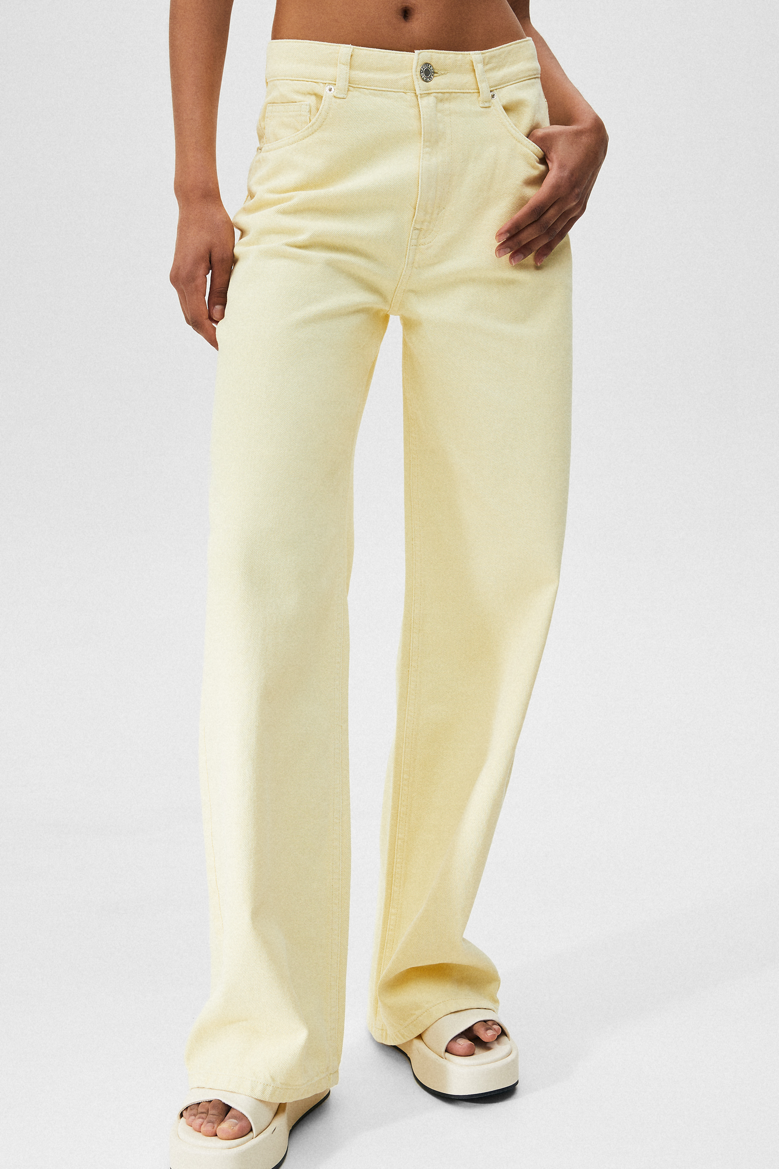 Pantalón wide leg tiro alto colores - PULL\u0026BEAR