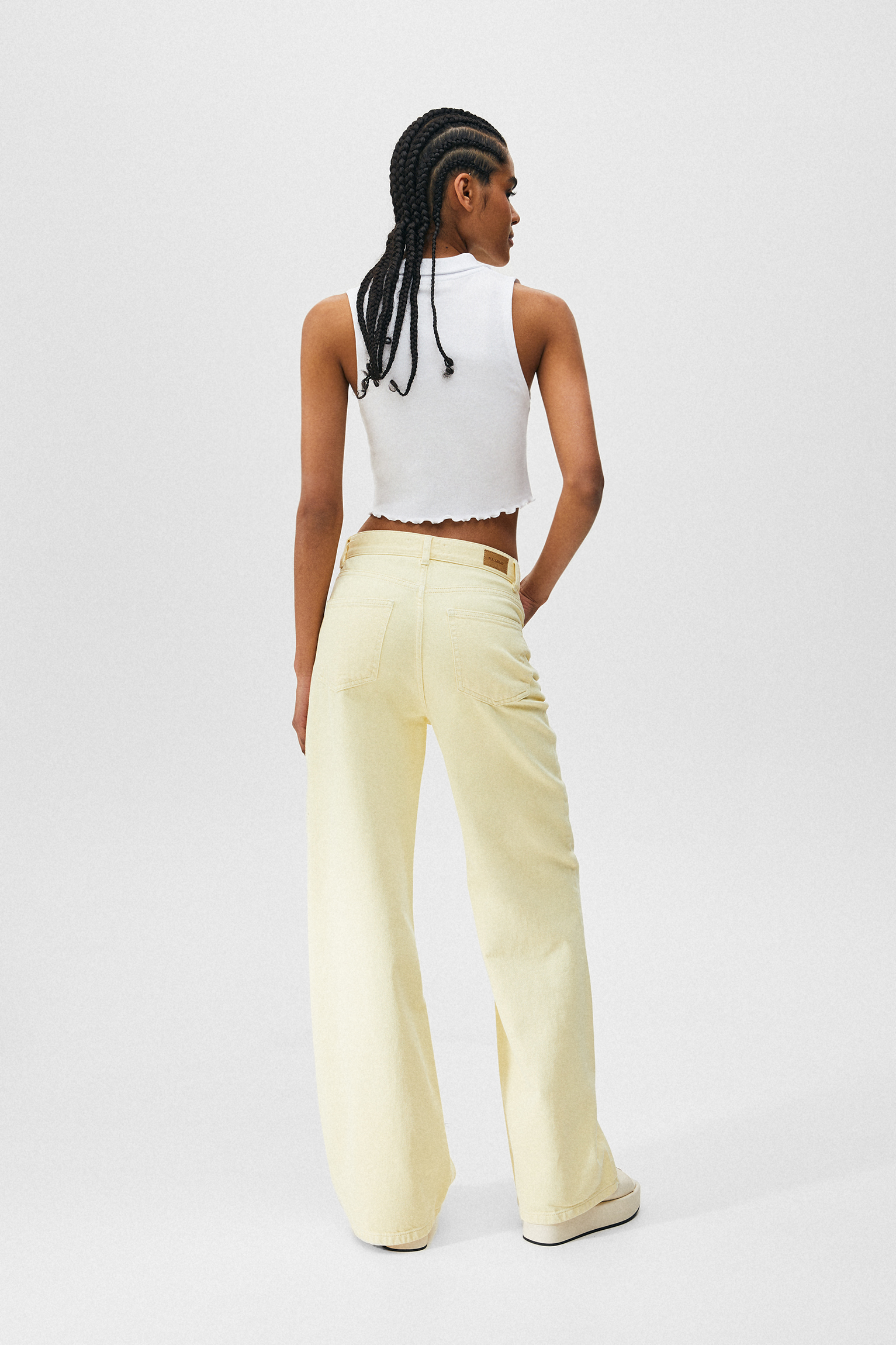 Pantalón wide leg tiro alto colores - PULL\u0026BEAR