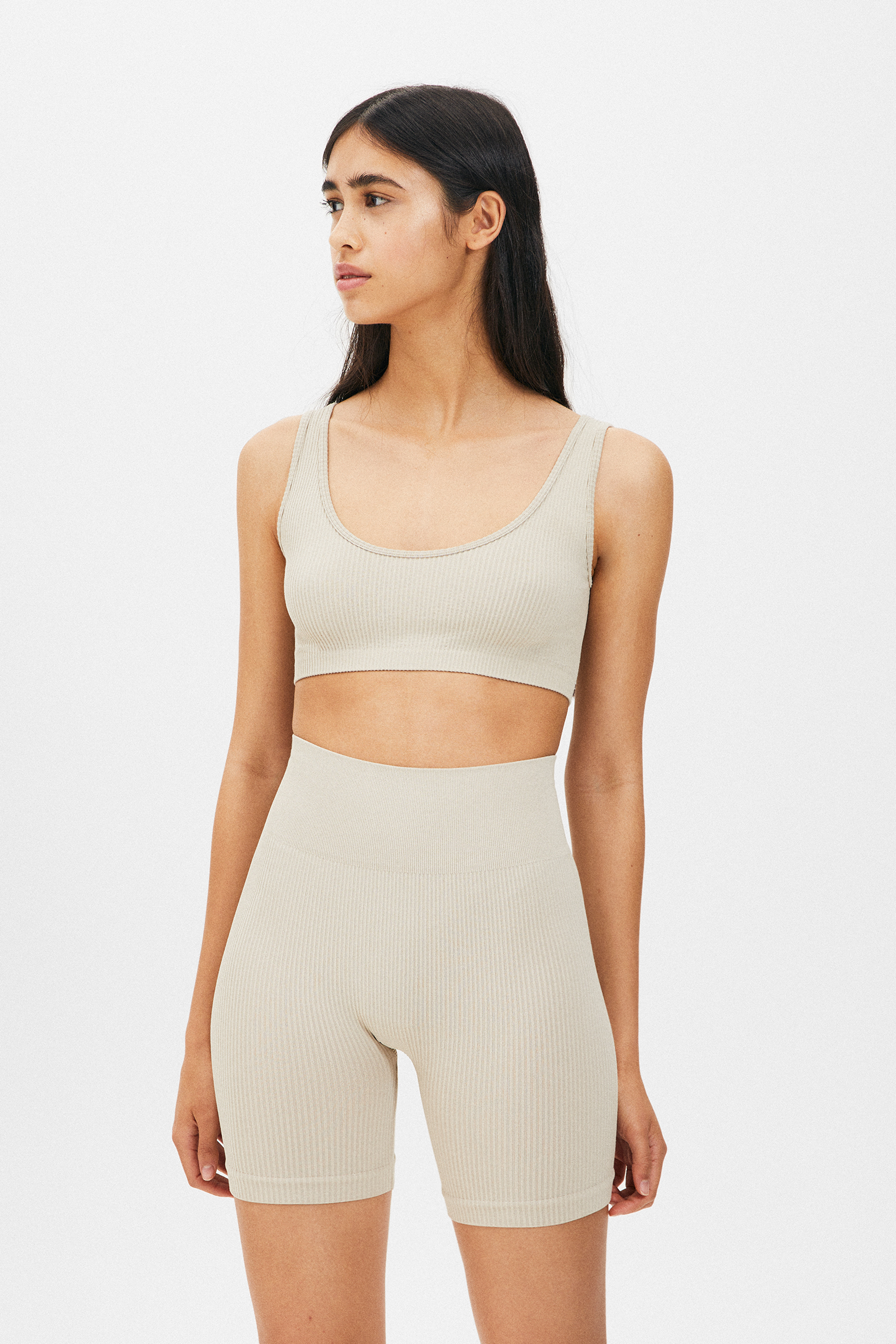 Seamless ribbed cycling shorts - pull\u0026bear