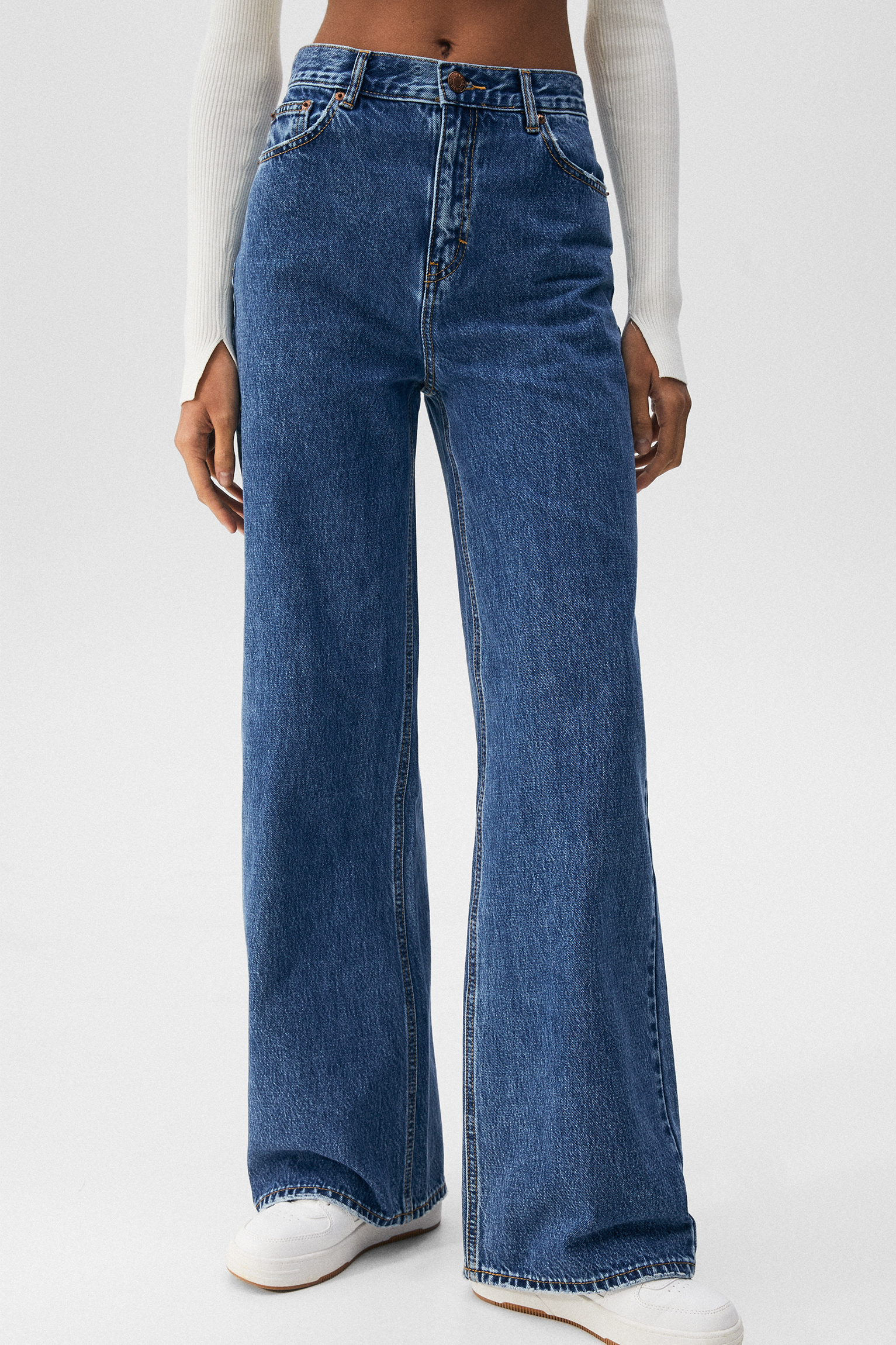 High-waist wide-leg jeans - pull\u0026bear