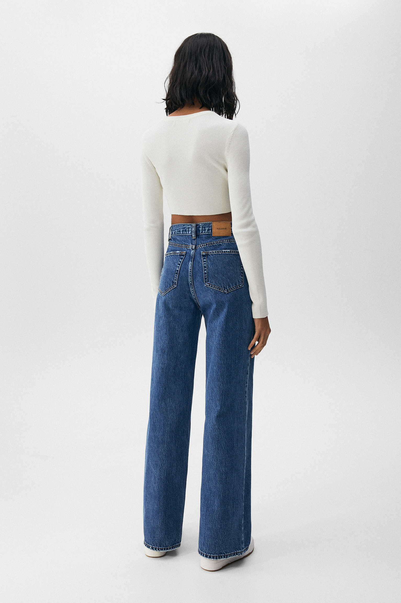 High-waist wide-leg jeans - pull\u0026bear