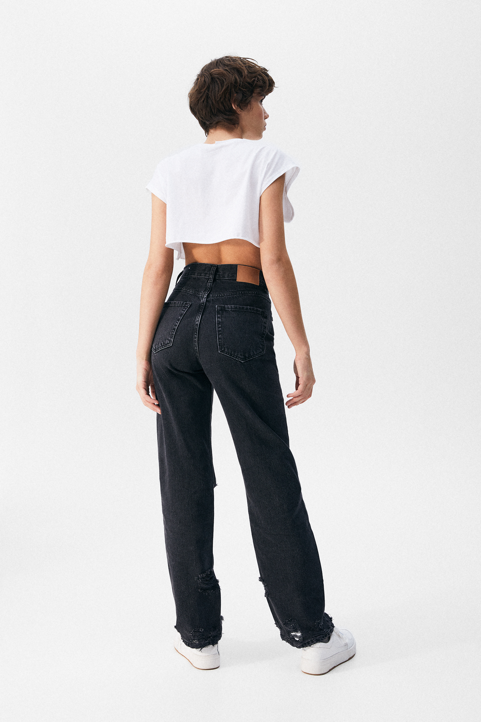 Straight-leg high-rise ripped jeans 