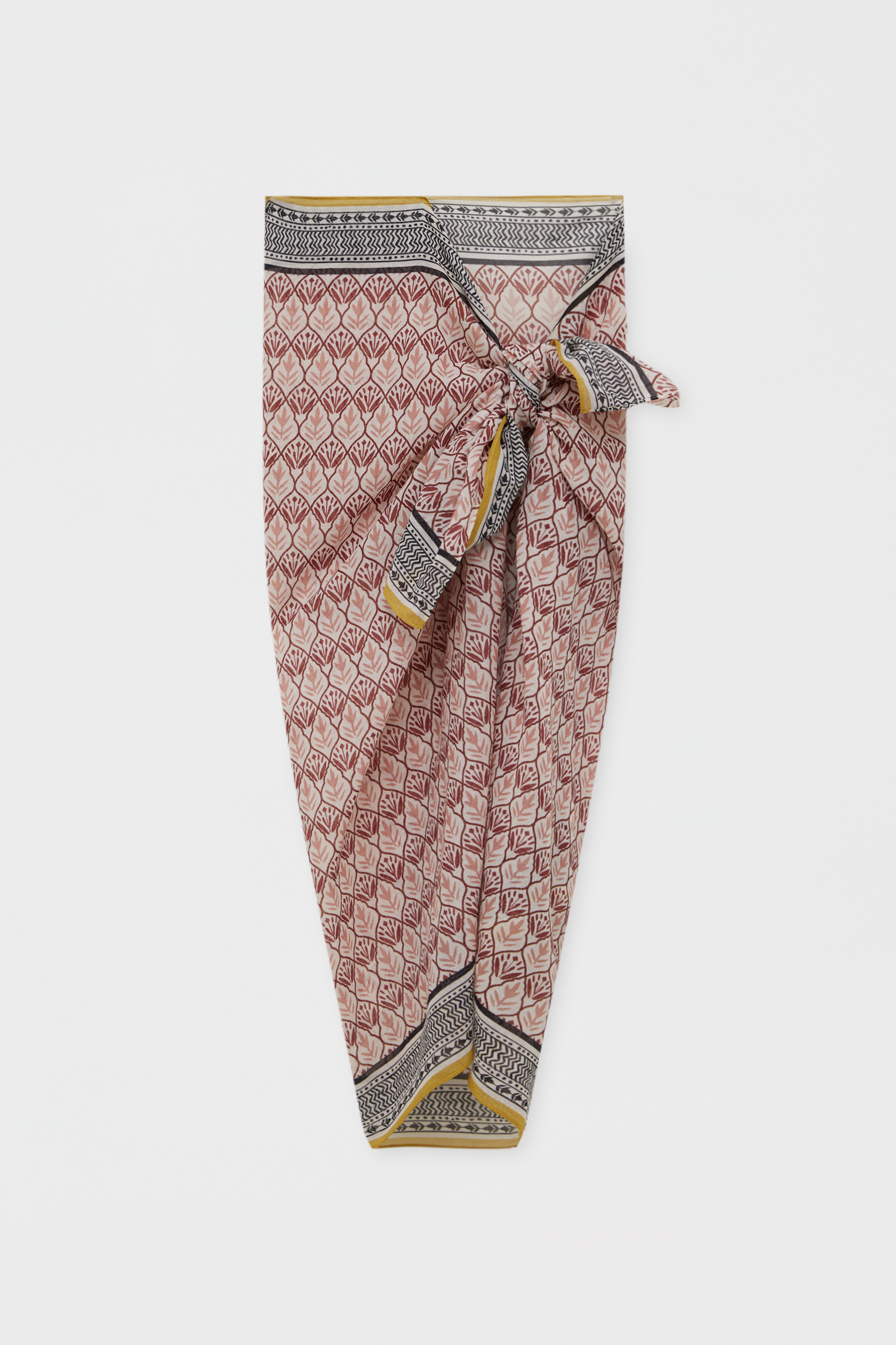 Pareo met blad en Griekse print, ROZE