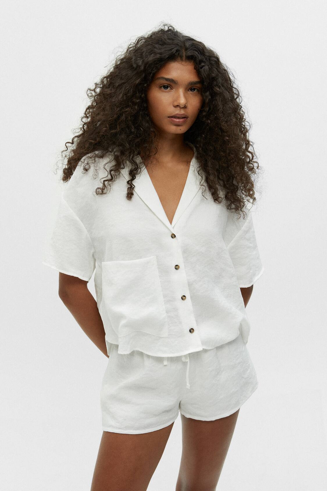 Camisa blanca manga - PULL&BEAR