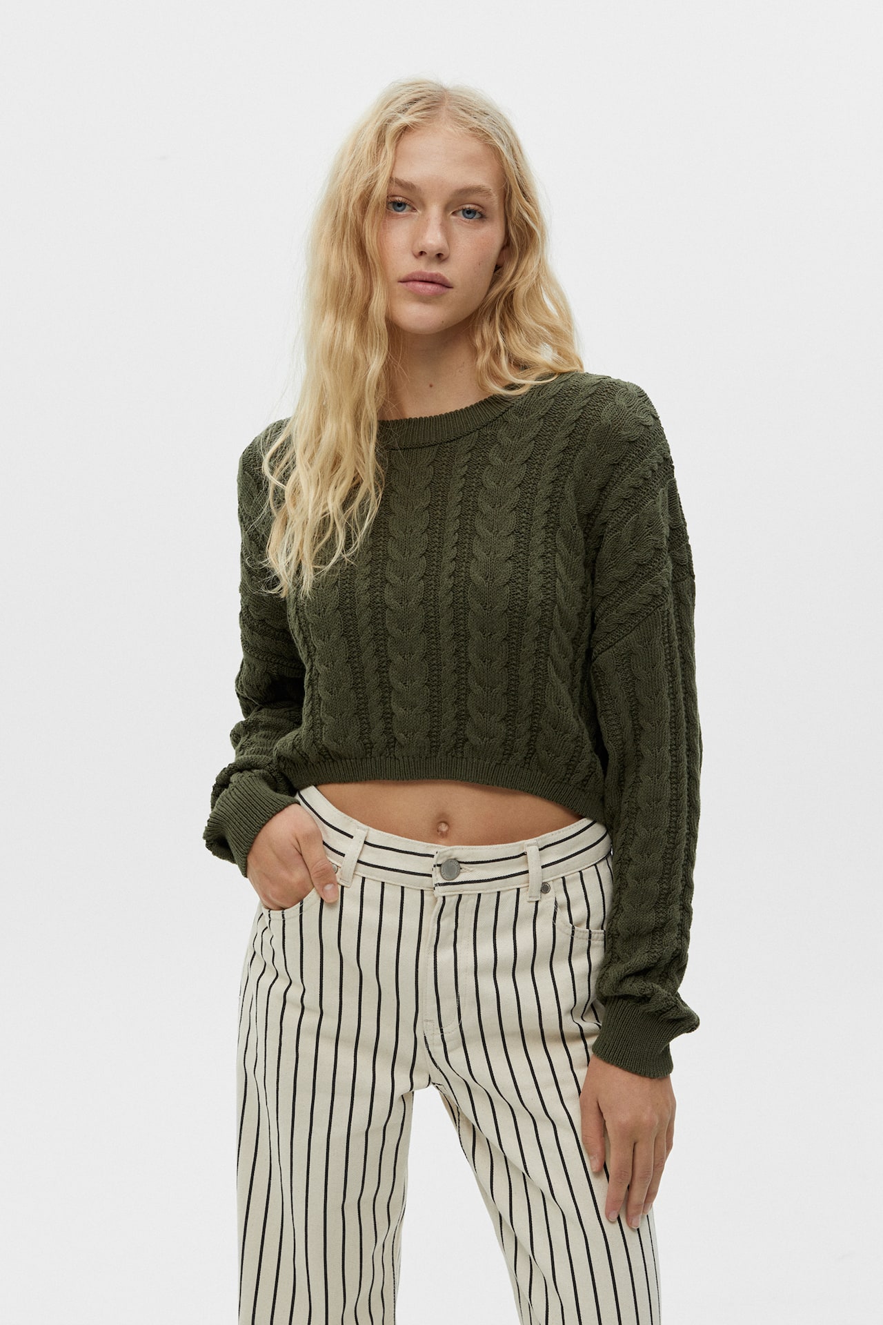 Pull maille cropped - pull&bear