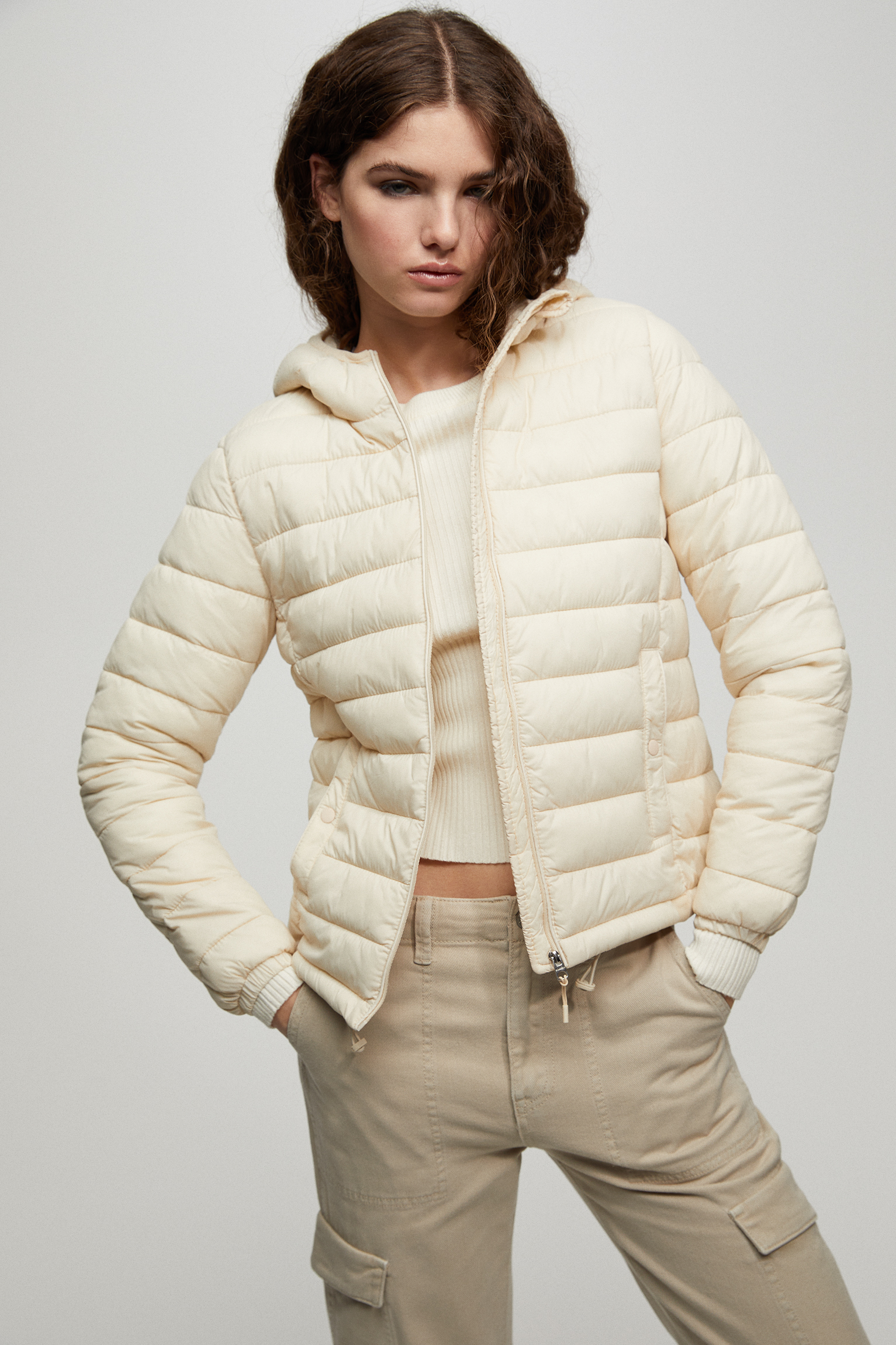 Basic puffer jacket with hood - pull\u0026bear