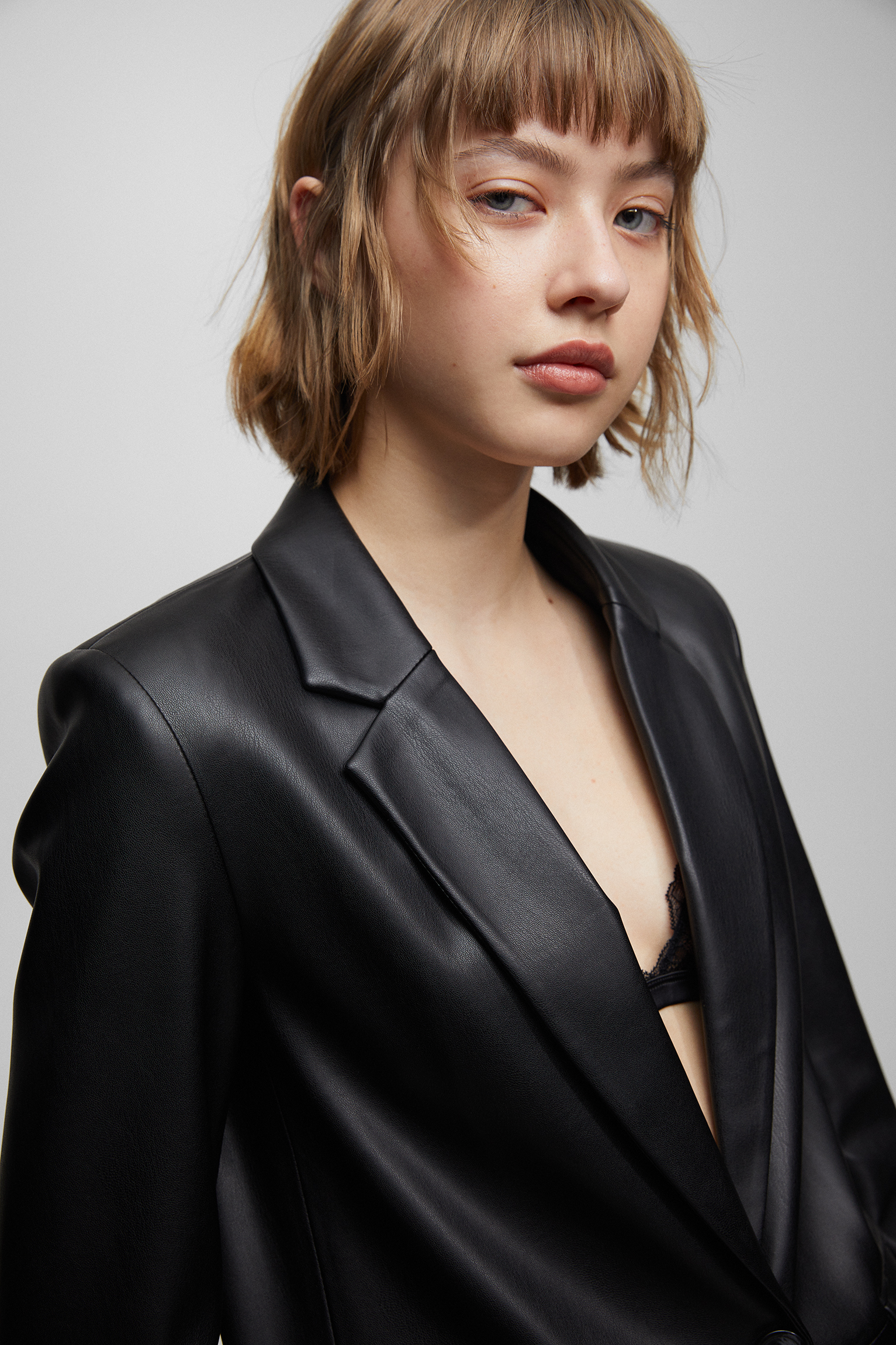 Faux Leather Blazer With A Pocket, £39.99, Pull&Bear