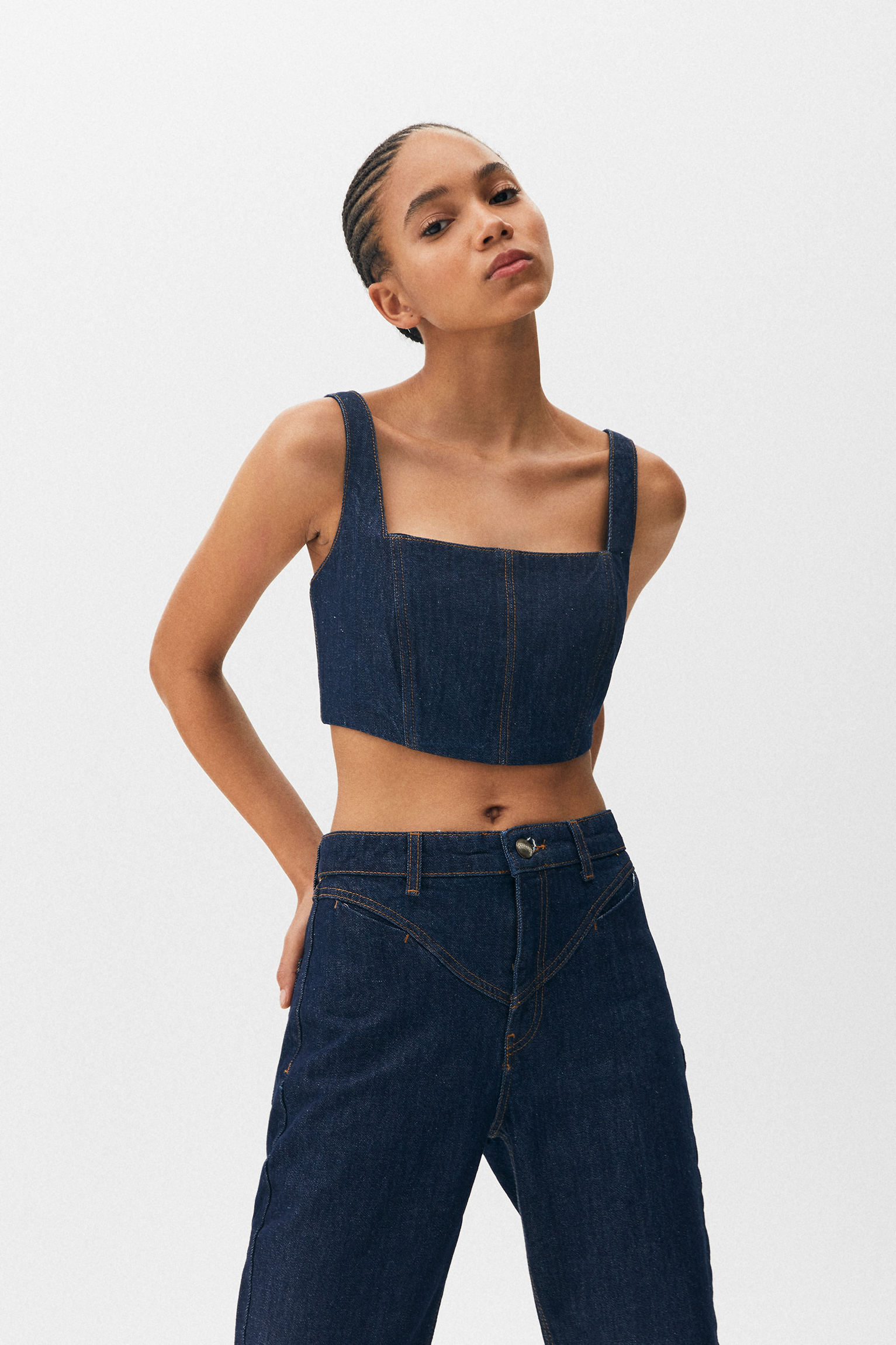 Denim corset top - pull\u0026bear