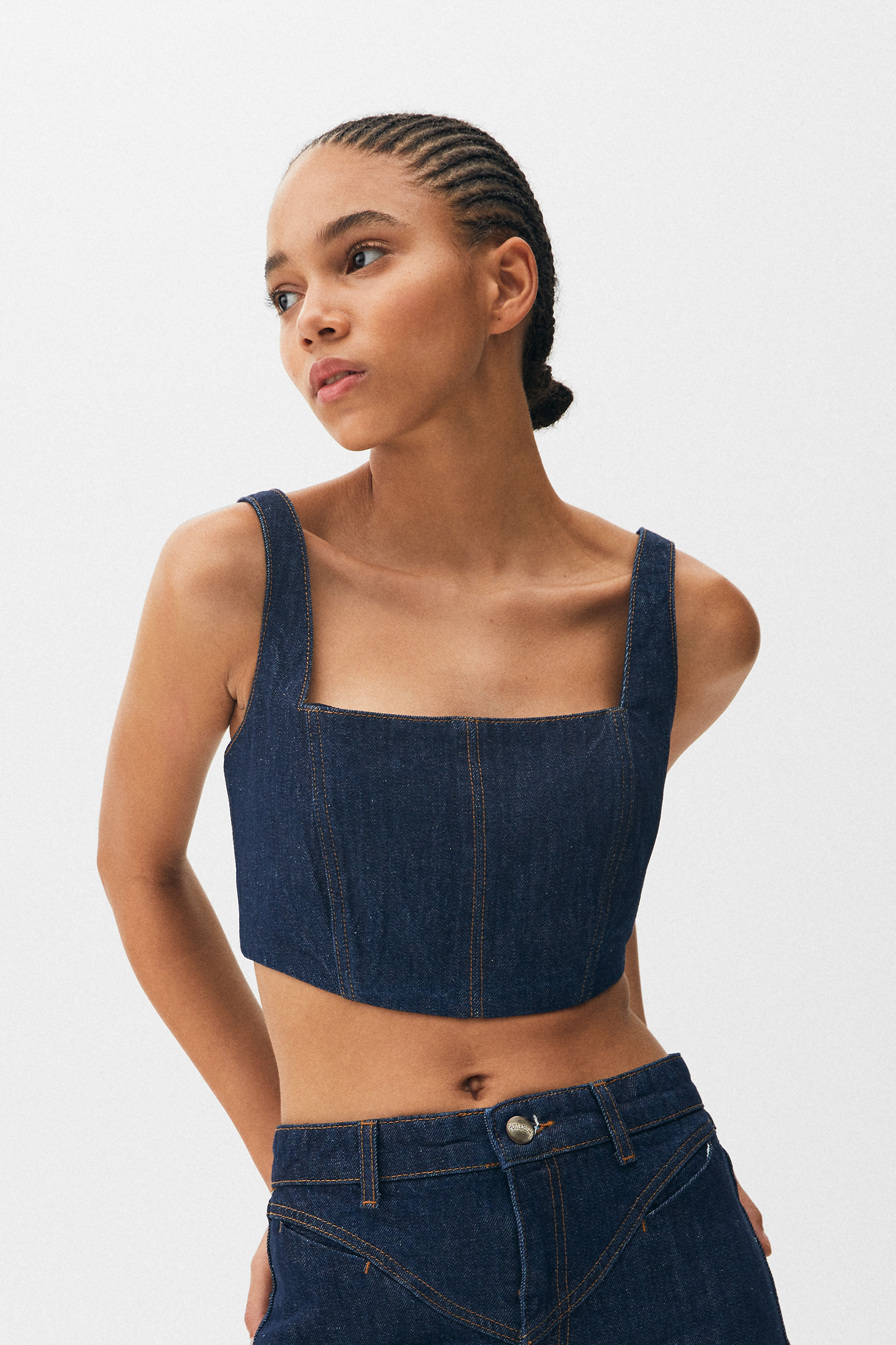 Denim corset top - PULL\u0026BEAR