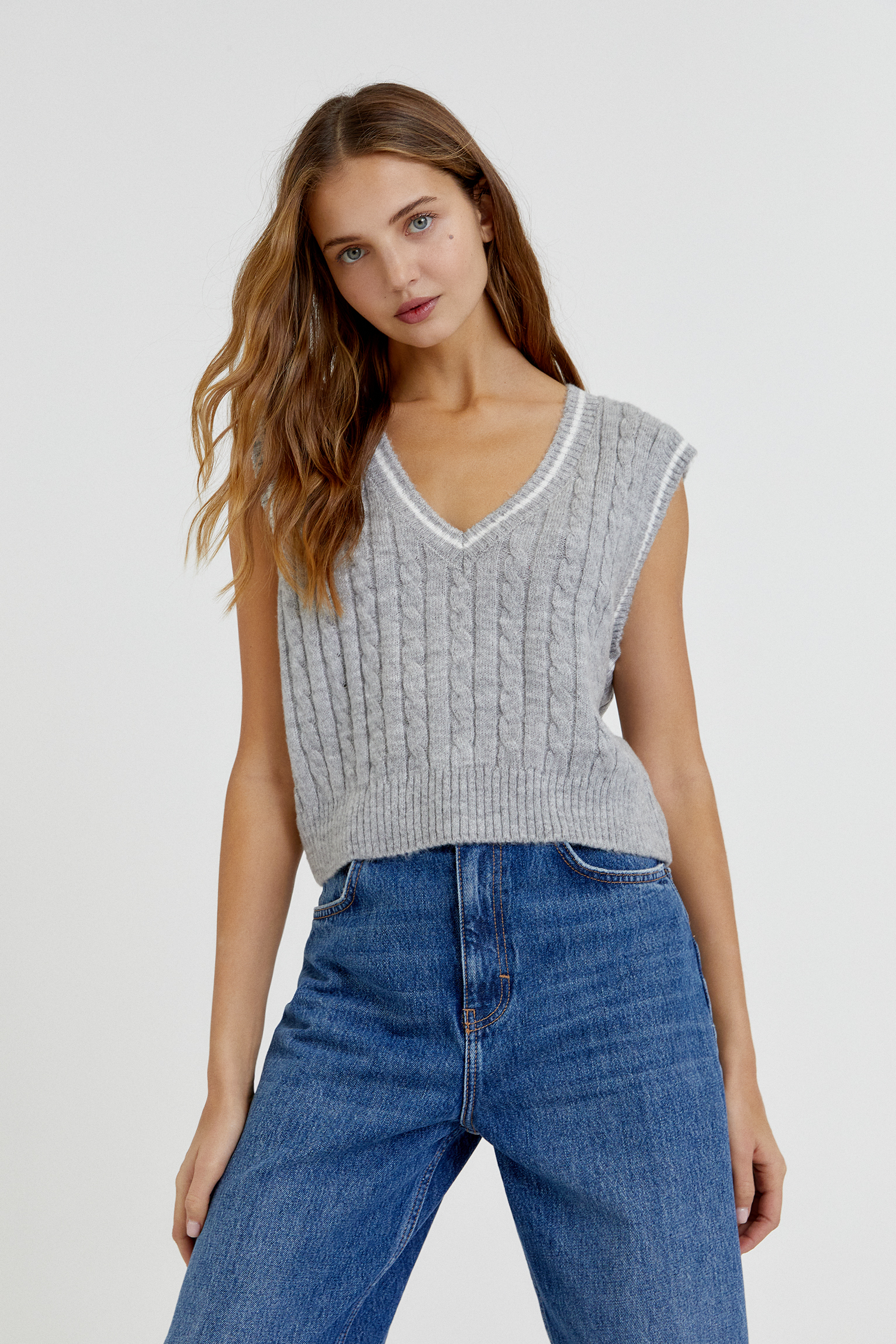 Chaleco punto ochos detalle rib - PULL\u0026BEAR