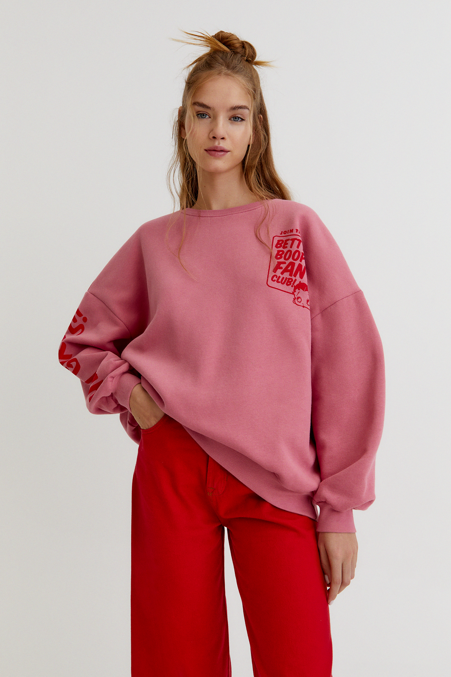 Sudadera Betty Boop rosa - PULL\u0026BEAR