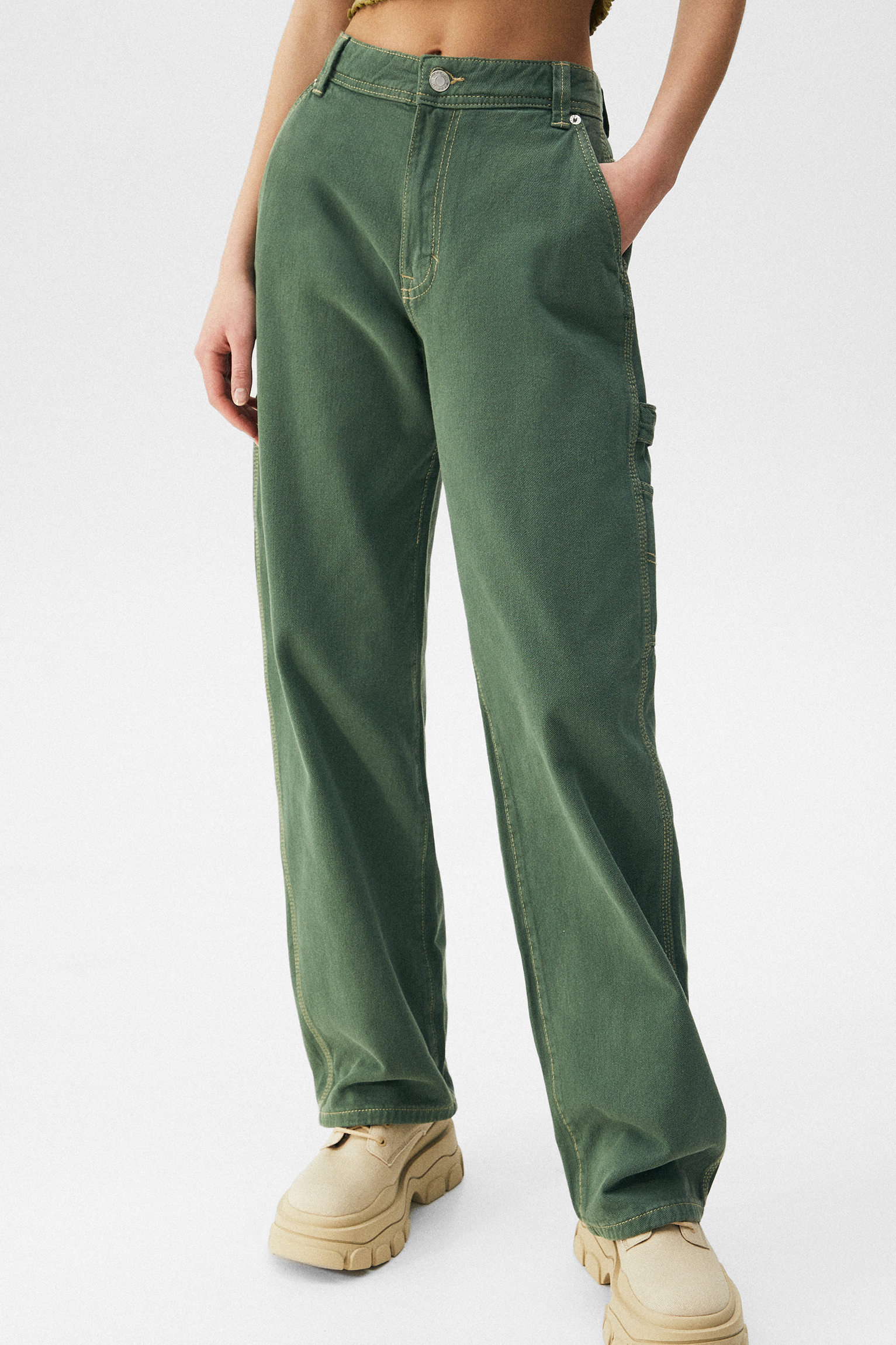 Straight fit carpenter jeans - pull\u0026bear