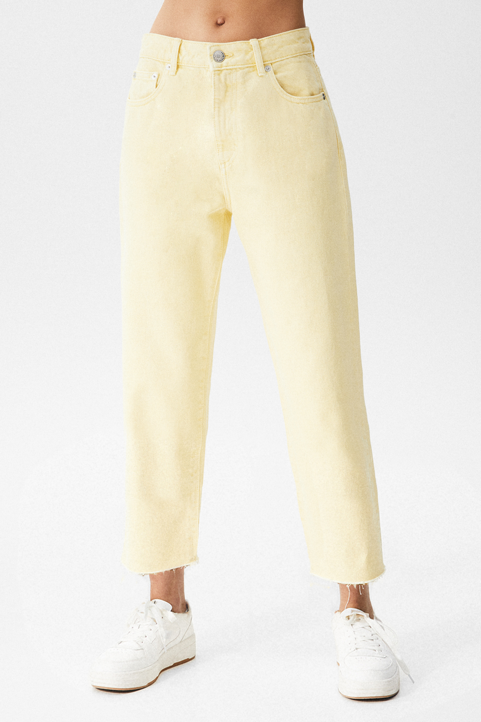 Pantalón recto tiro alto cropped - PULL\u0026BEAR