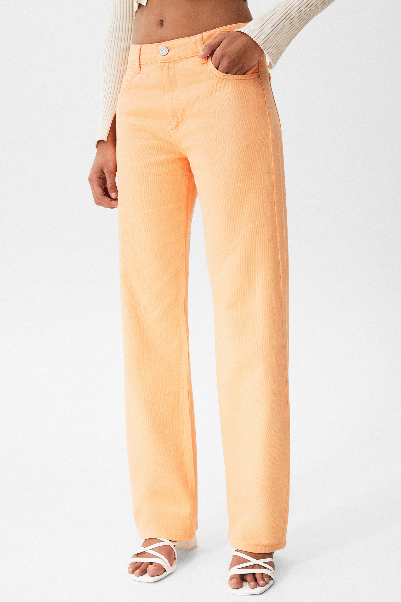 Pantalón recto ancho naranja - PULL\u0026BEAR
