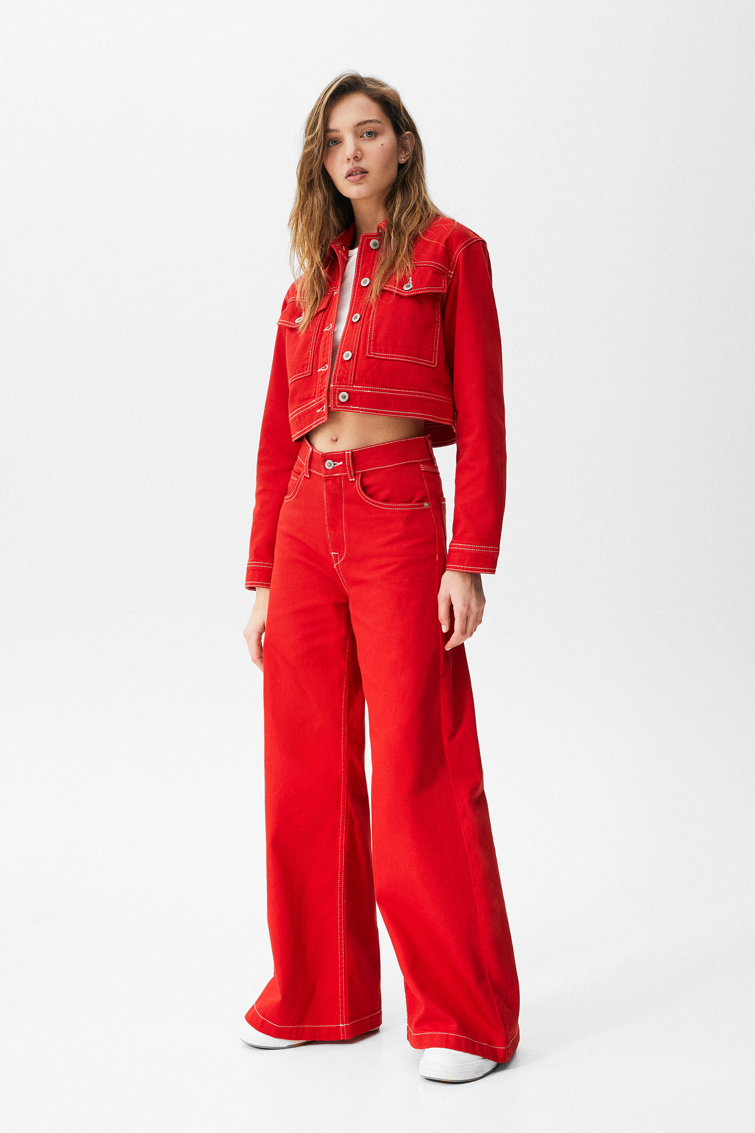 Pantalón wide leg tiro alto - PULL\u0026BEAR