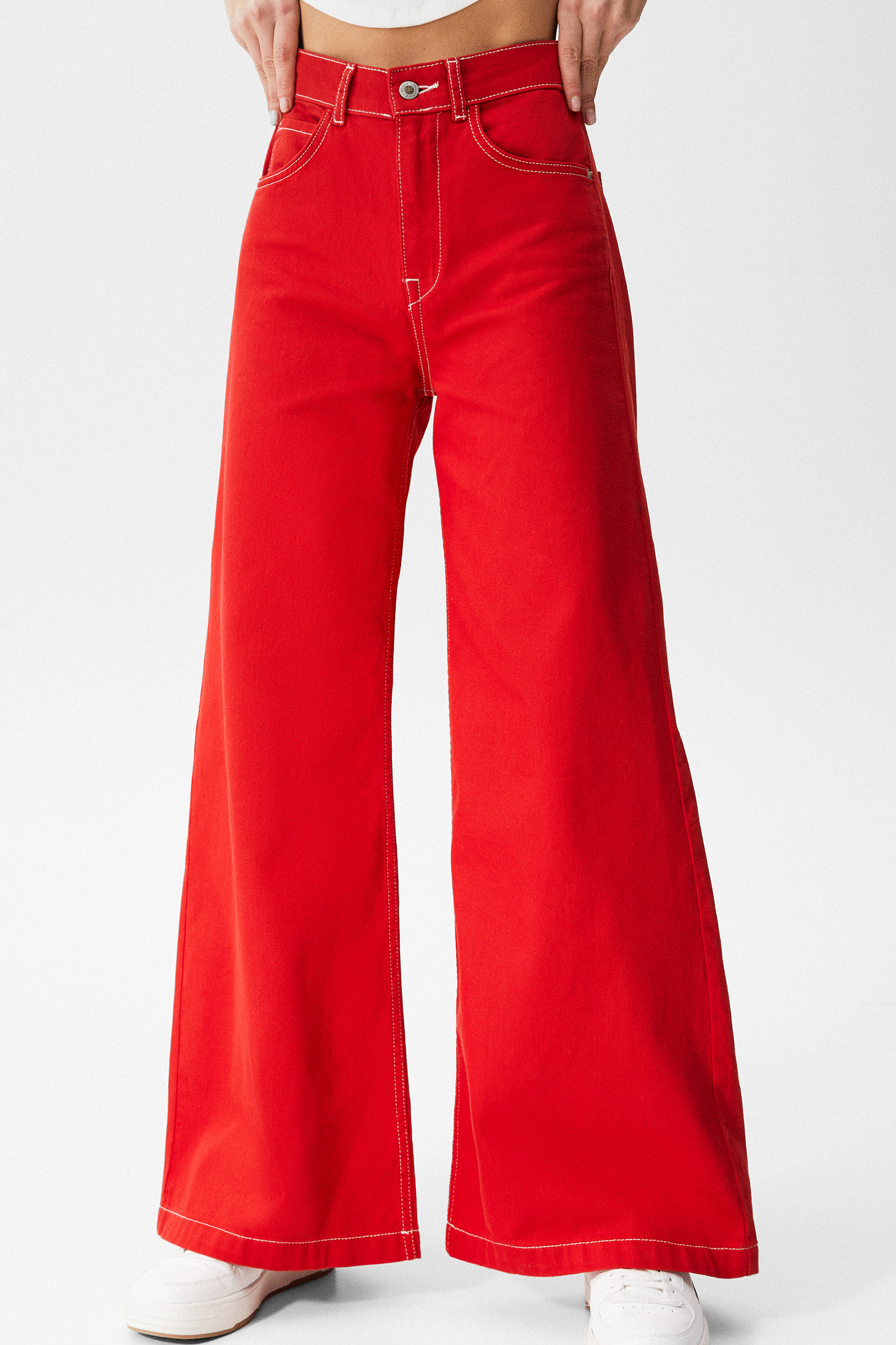 Pantalón wide leg tiro alto - PULL\u0026BEAR