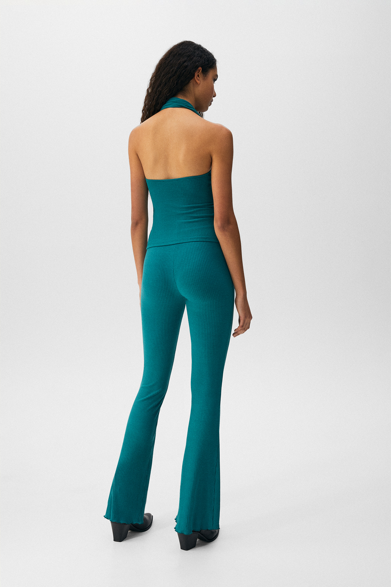 ribbed flared trousers