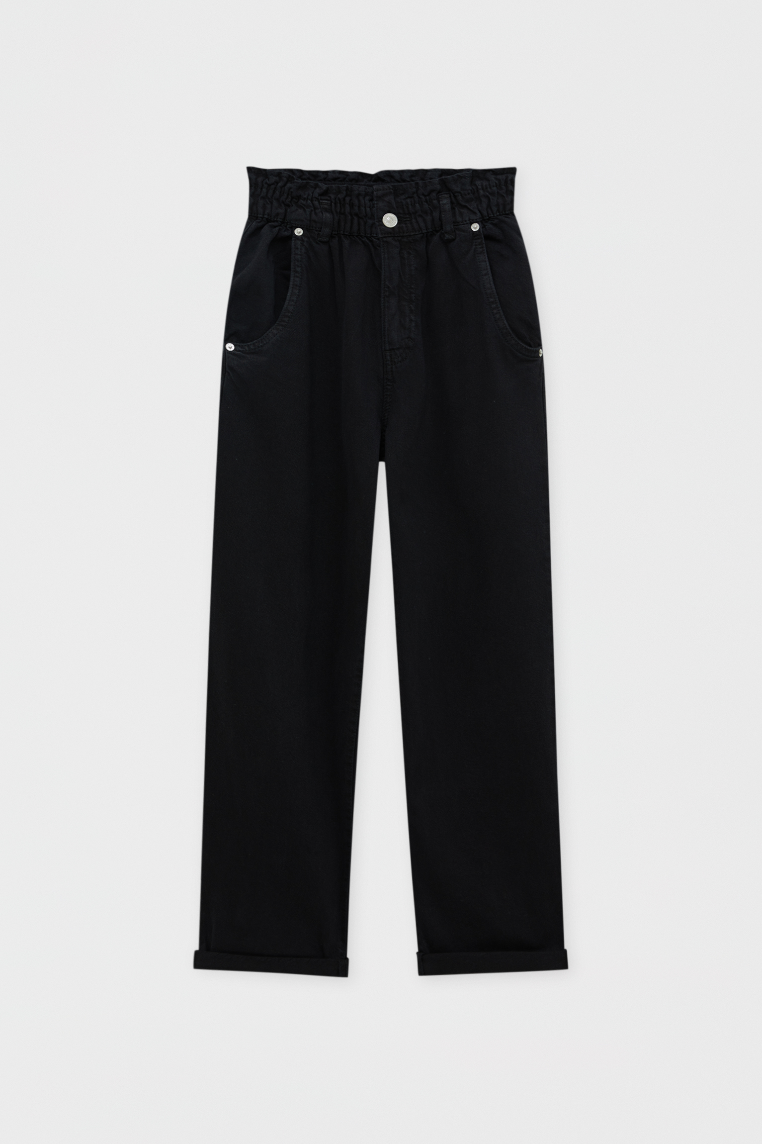 Pantalón recto paperbag - PULL\u0026BEAR