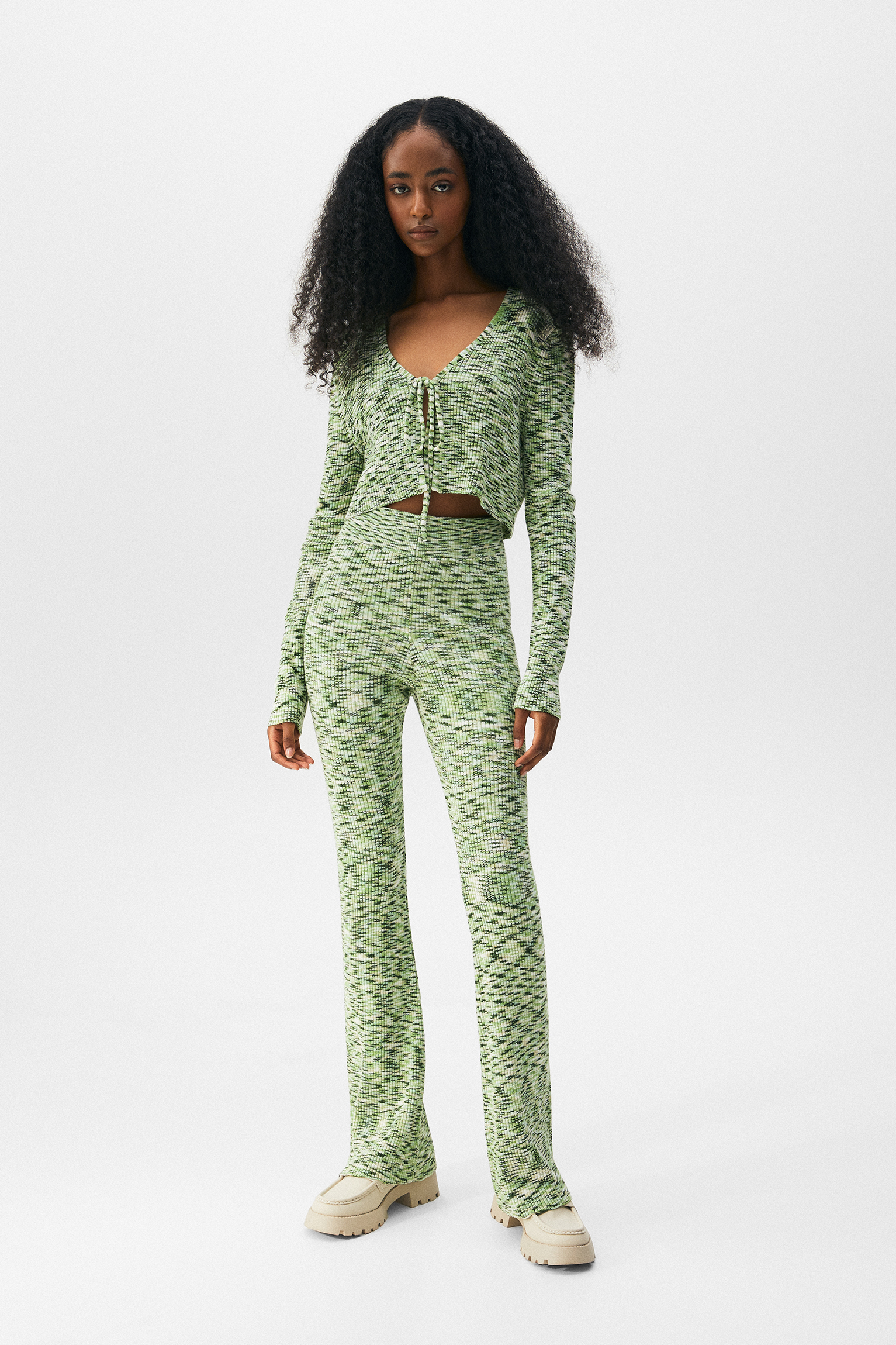 Pantalón punto jaspeado - PULL\u0026BEAR