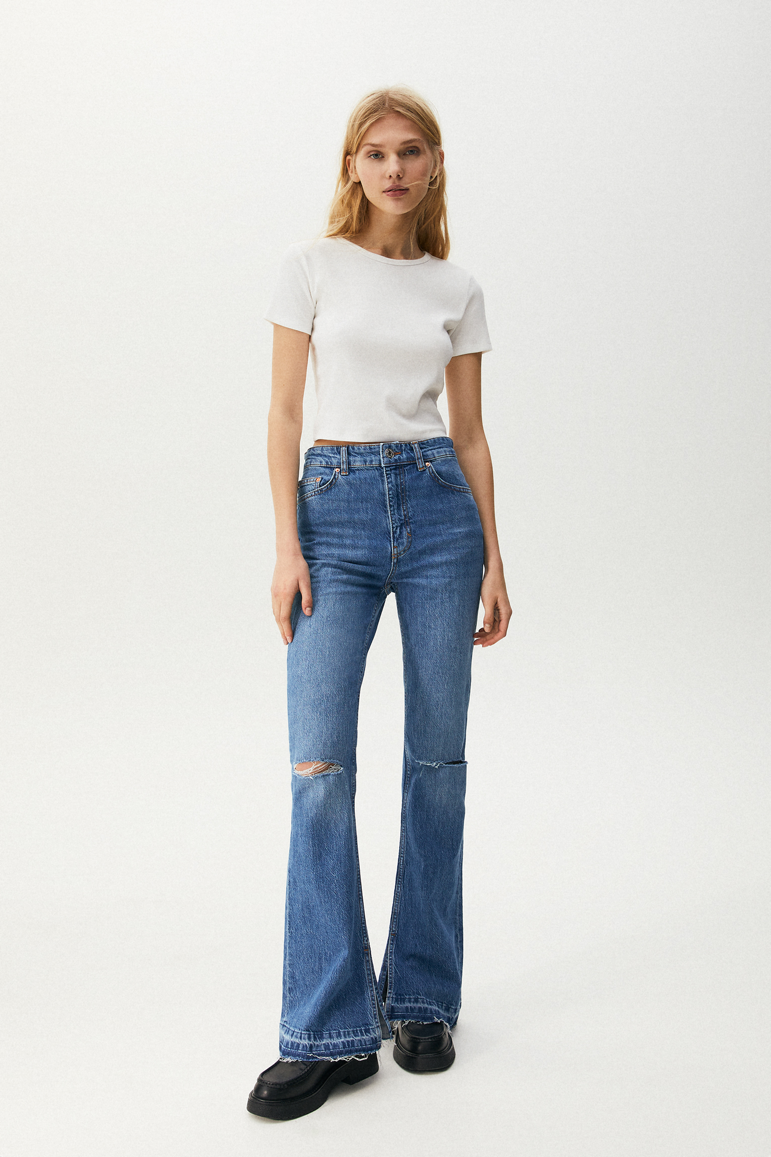 Jeans flare abertura comfort fit - PULL\u0026BEAR
