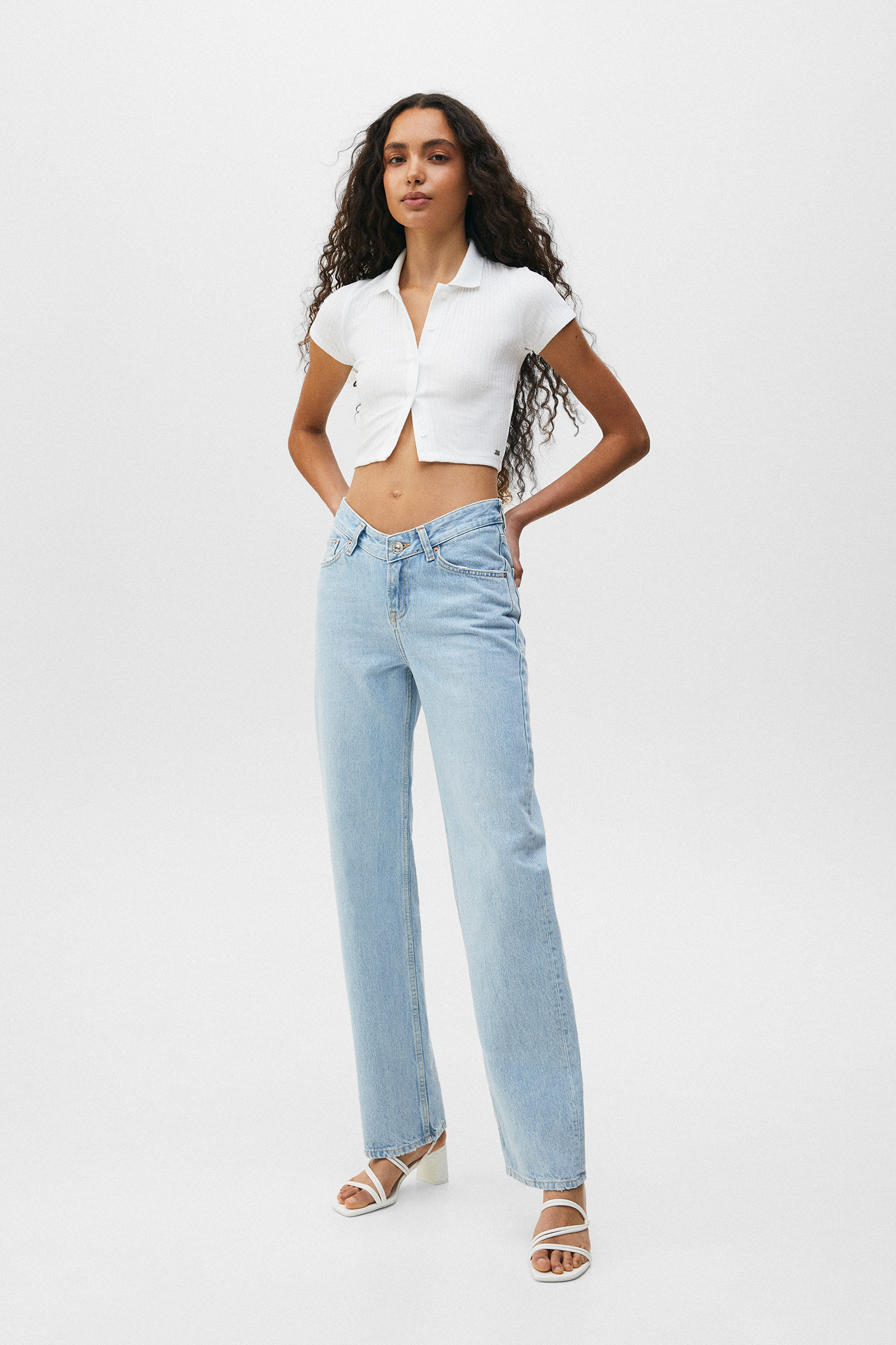 Jeans rectos cintura en V - PULL\u0026BEAR