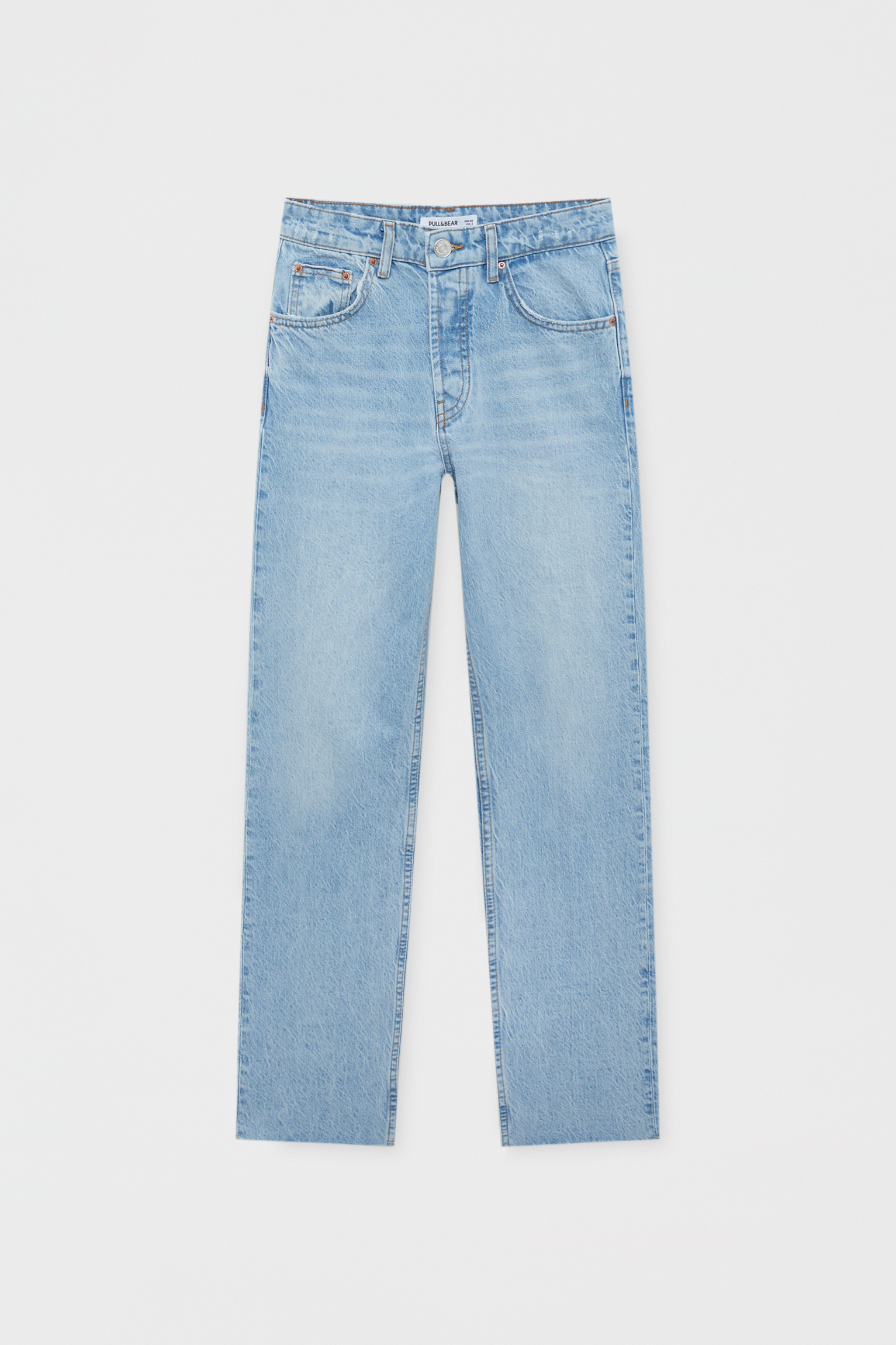 Jeans rectos cropped tiro alto - PULL\u0026BEAR