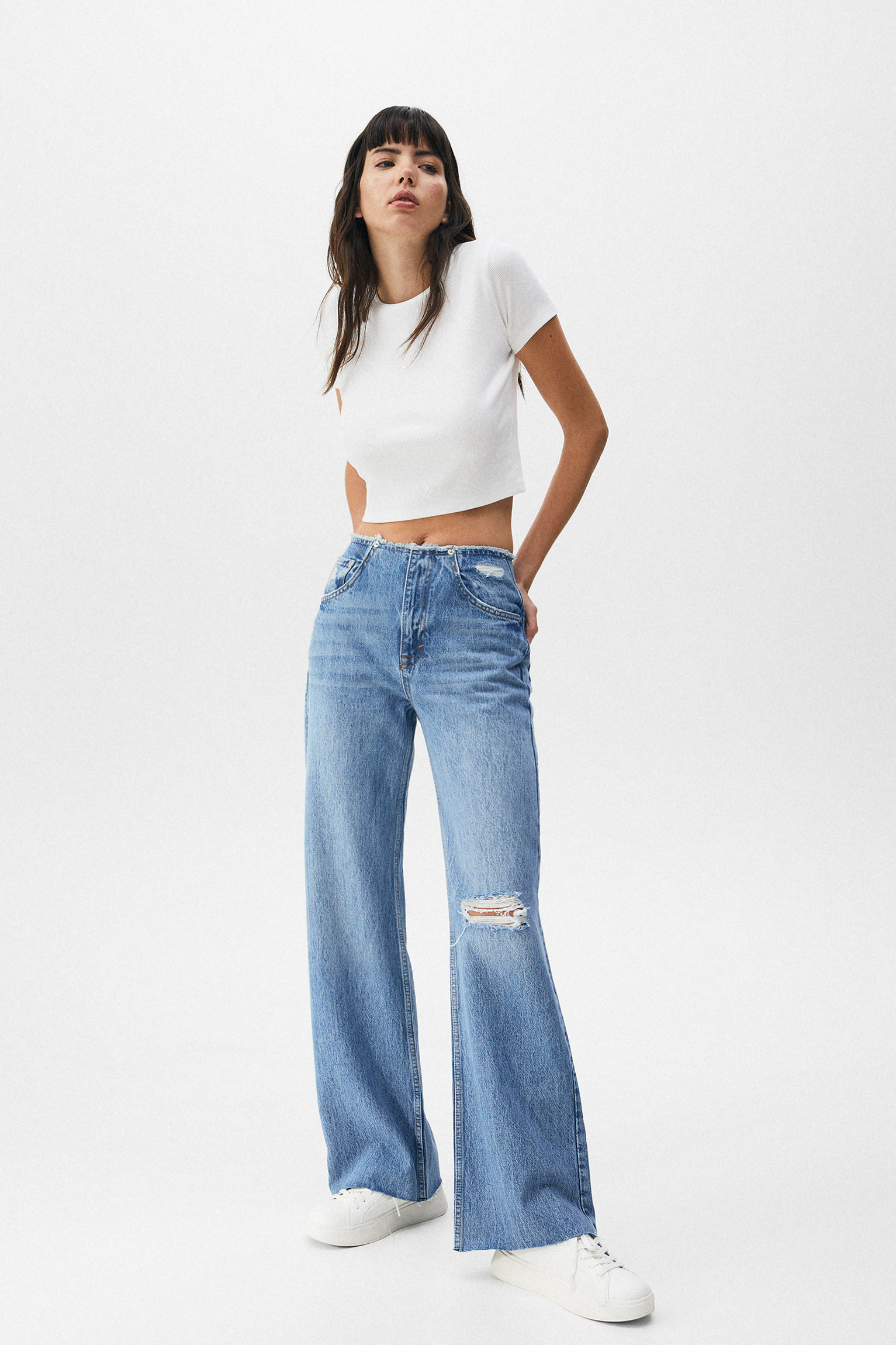 Jeans wide leg tiro alto - PULL\u0026BEAR