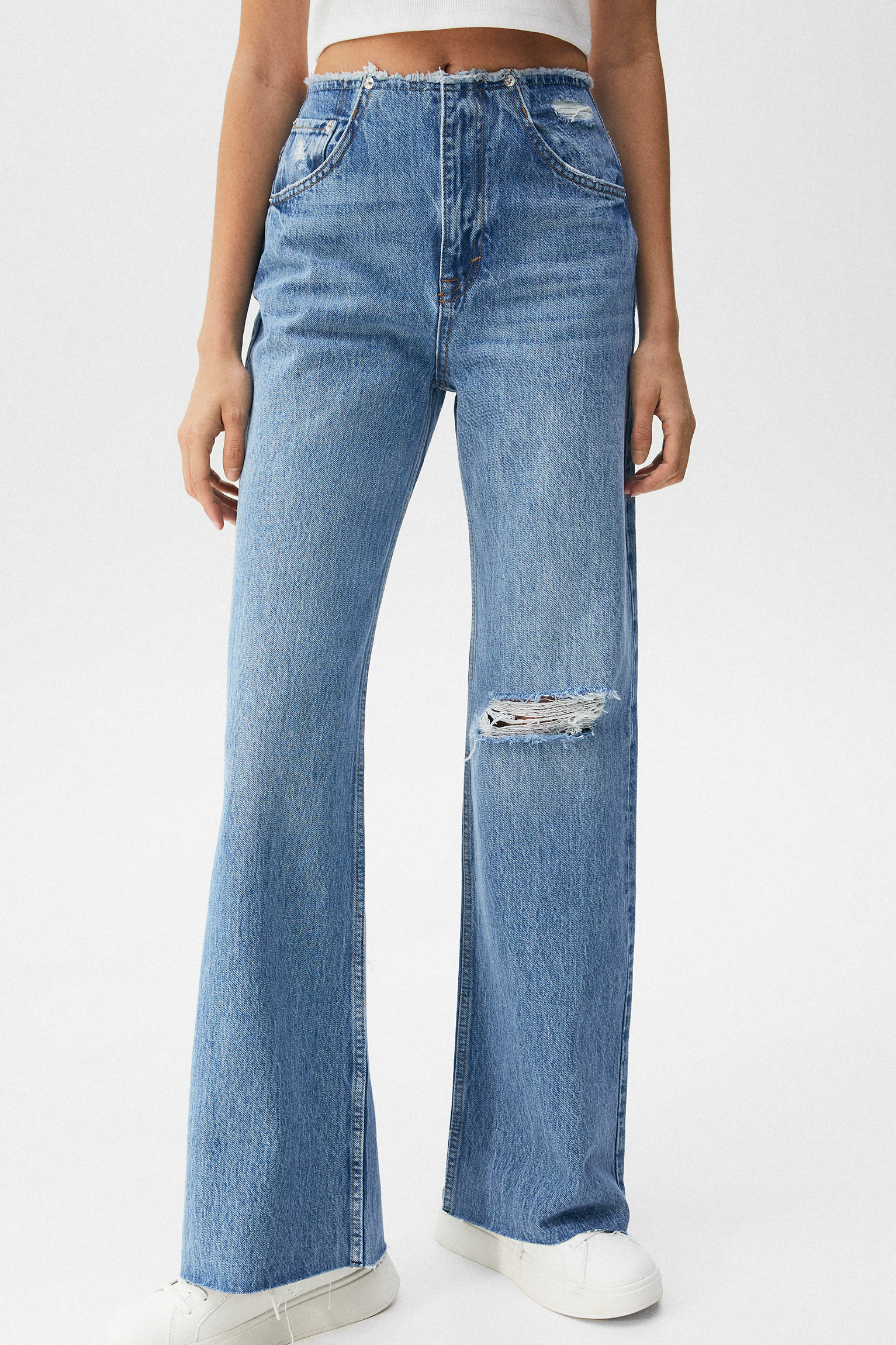 Jeans wide leg tiro alto - PULL\u0026BEAR