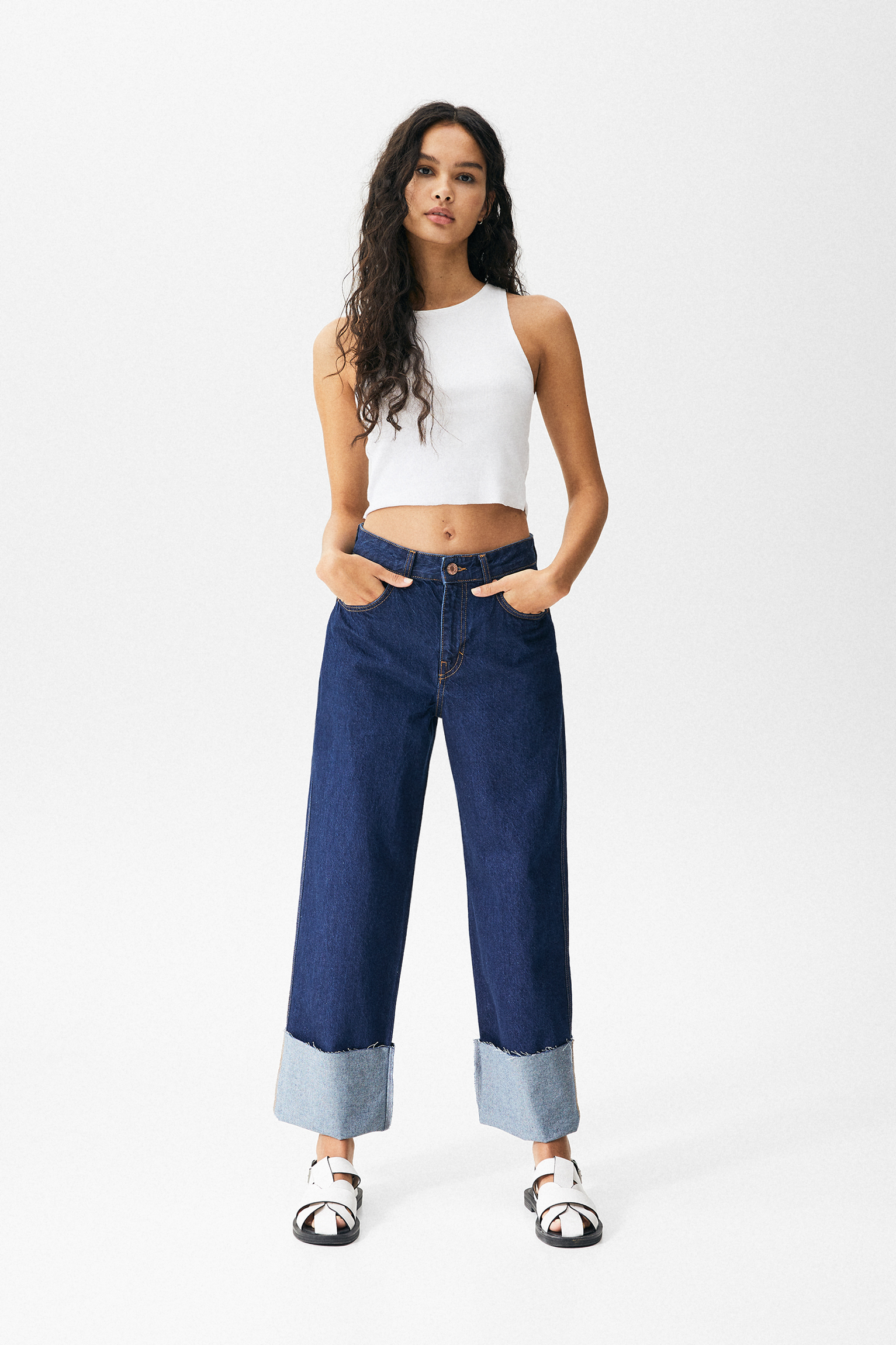 Jeans rectos vuelta bajo - PULL\u0026BEAR