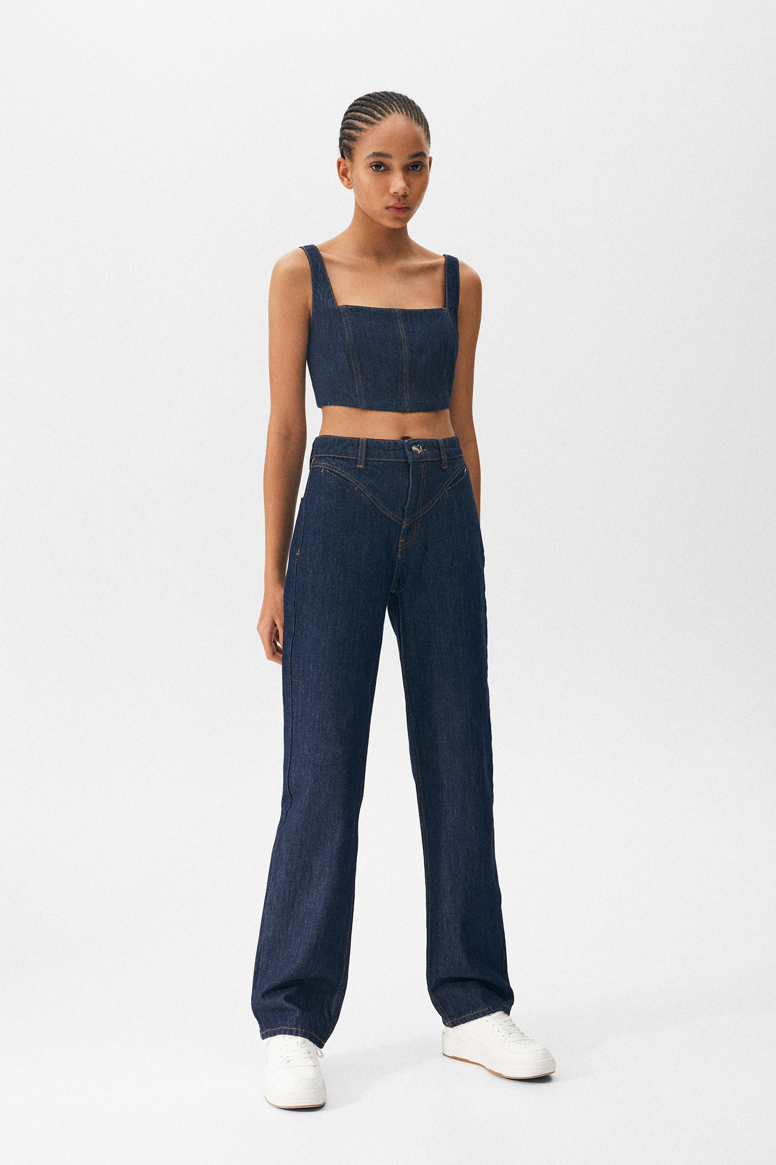 Straight fit jeans with yoke - PULL\u0026BEAR