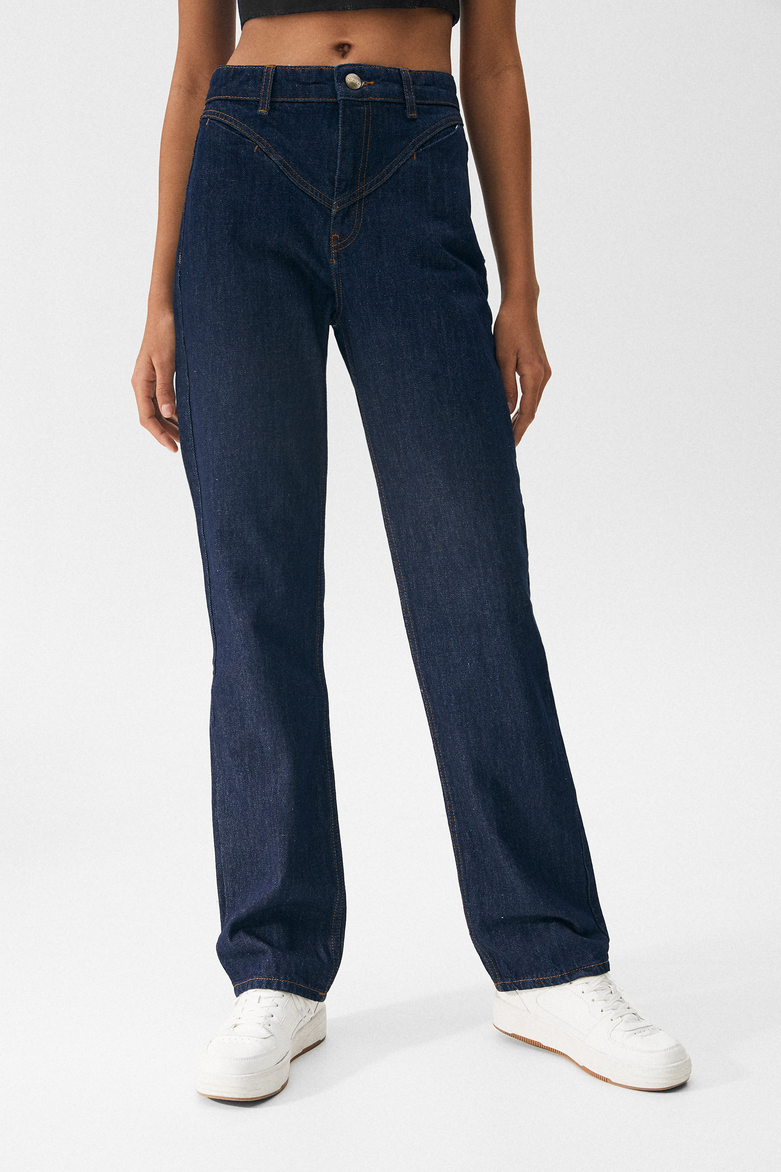Straight fit jeans with yoke - pull\u0026bear