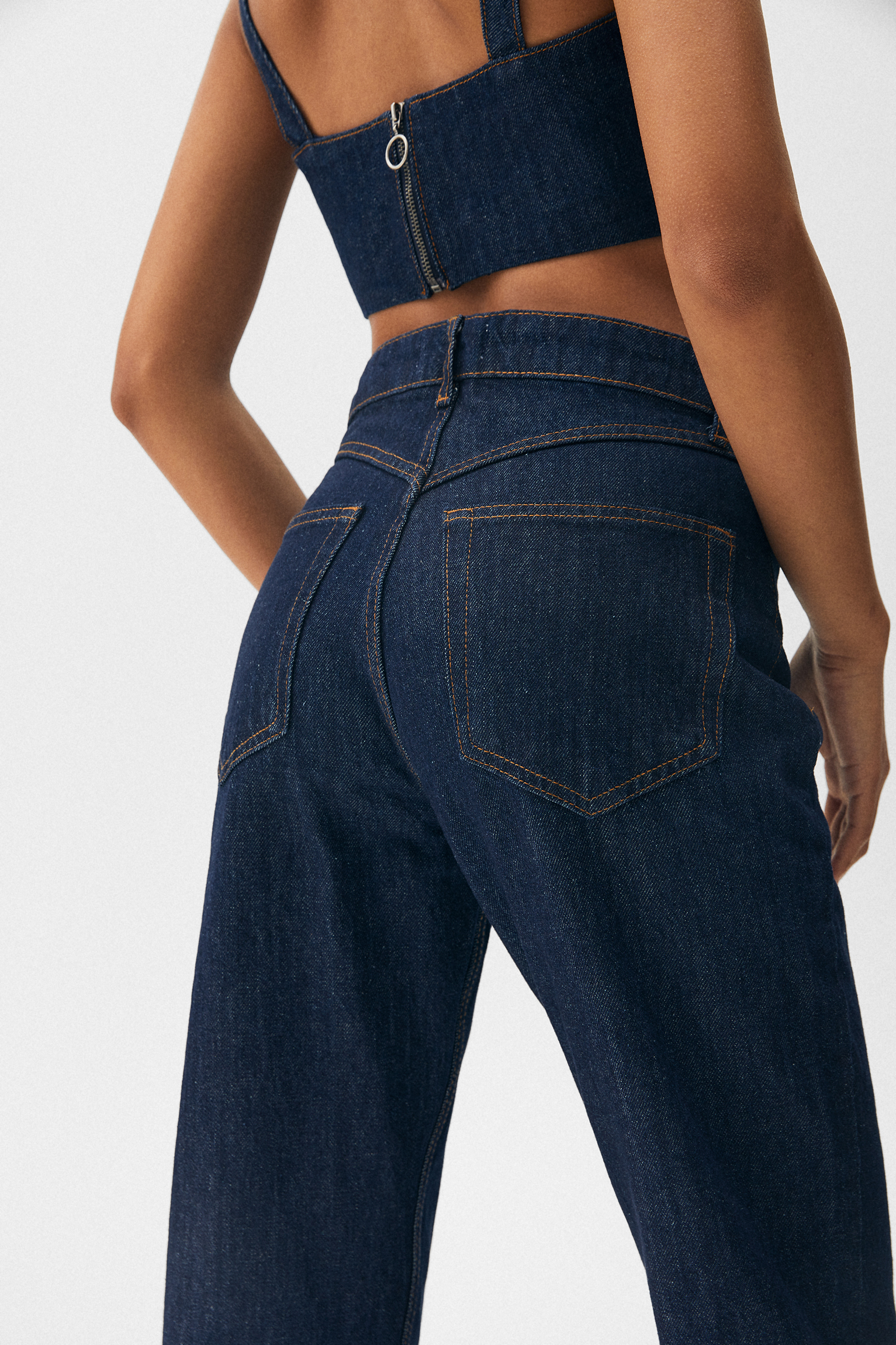 Straight fit jeans with yoke - PULL\u0026BEAR