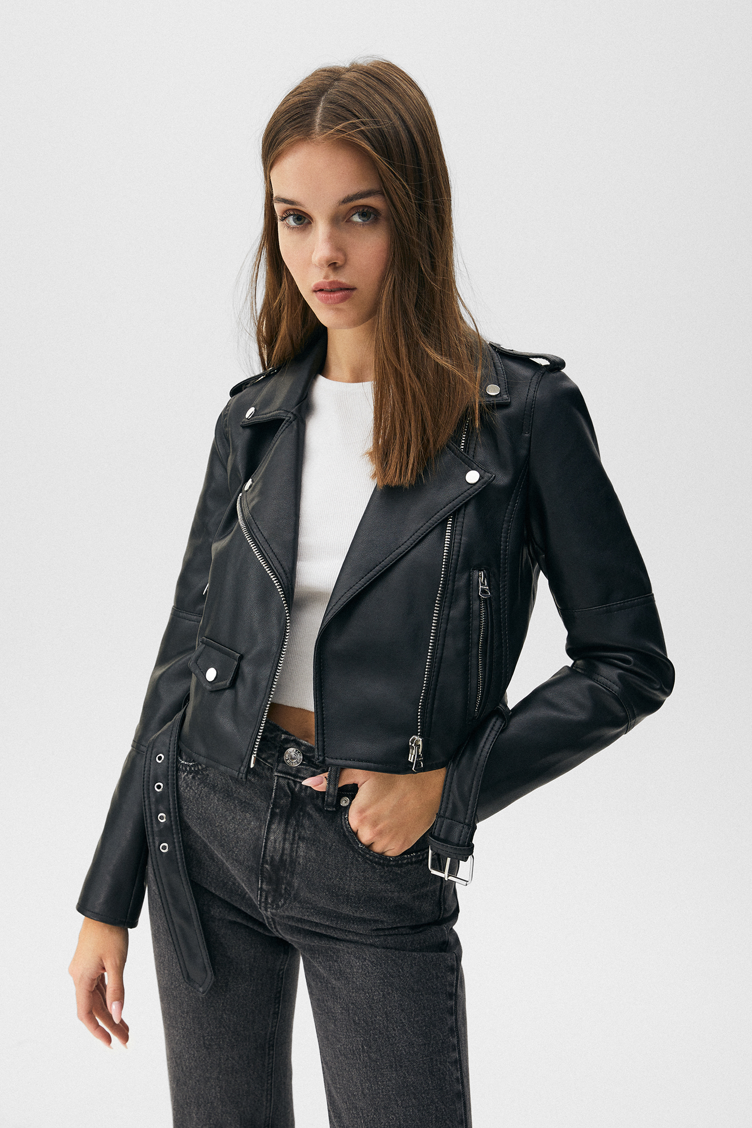 biker jacket faux