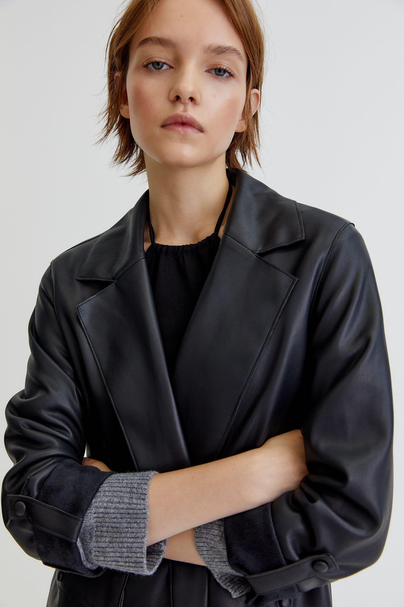 pull and bear faux leather jacket
