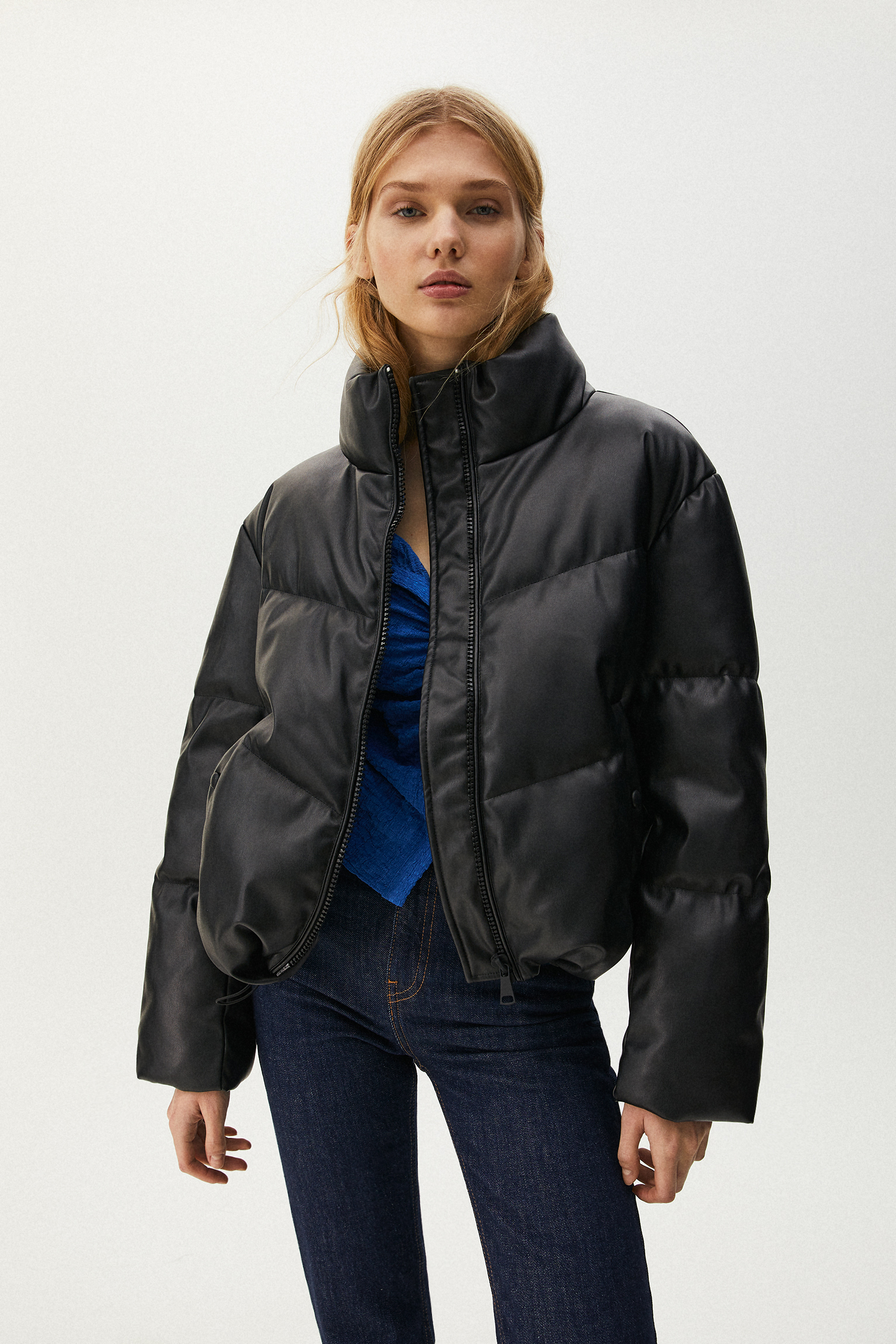 pull and bear faux leather jacket