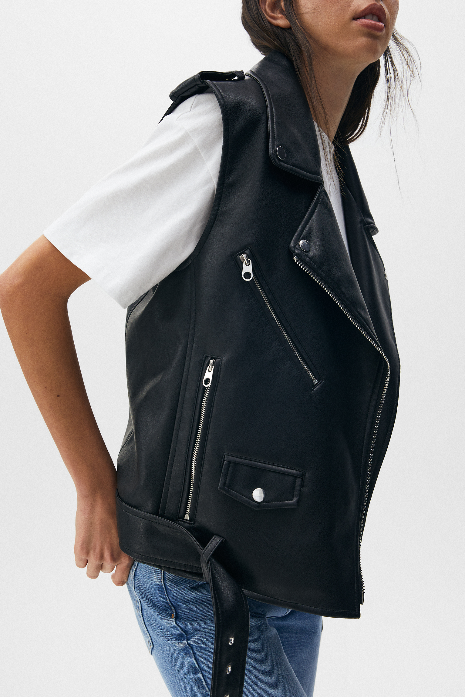 Chaleco biker efecto piel - PULL\u0026BEAR