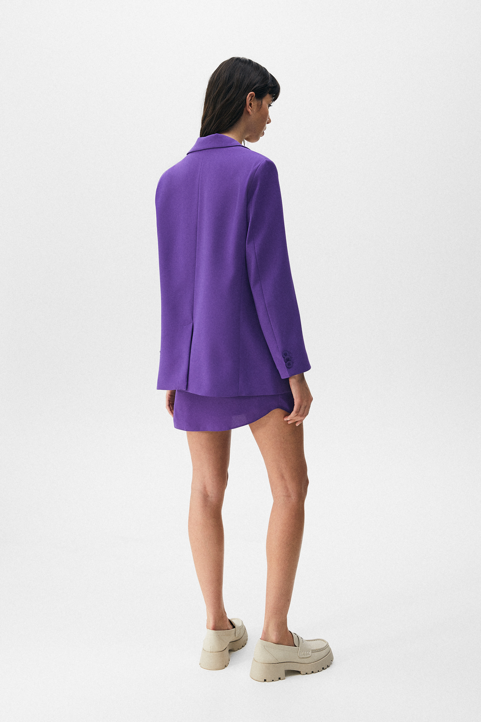 Blazer morada 3 botones - PULL\u0026BEAR