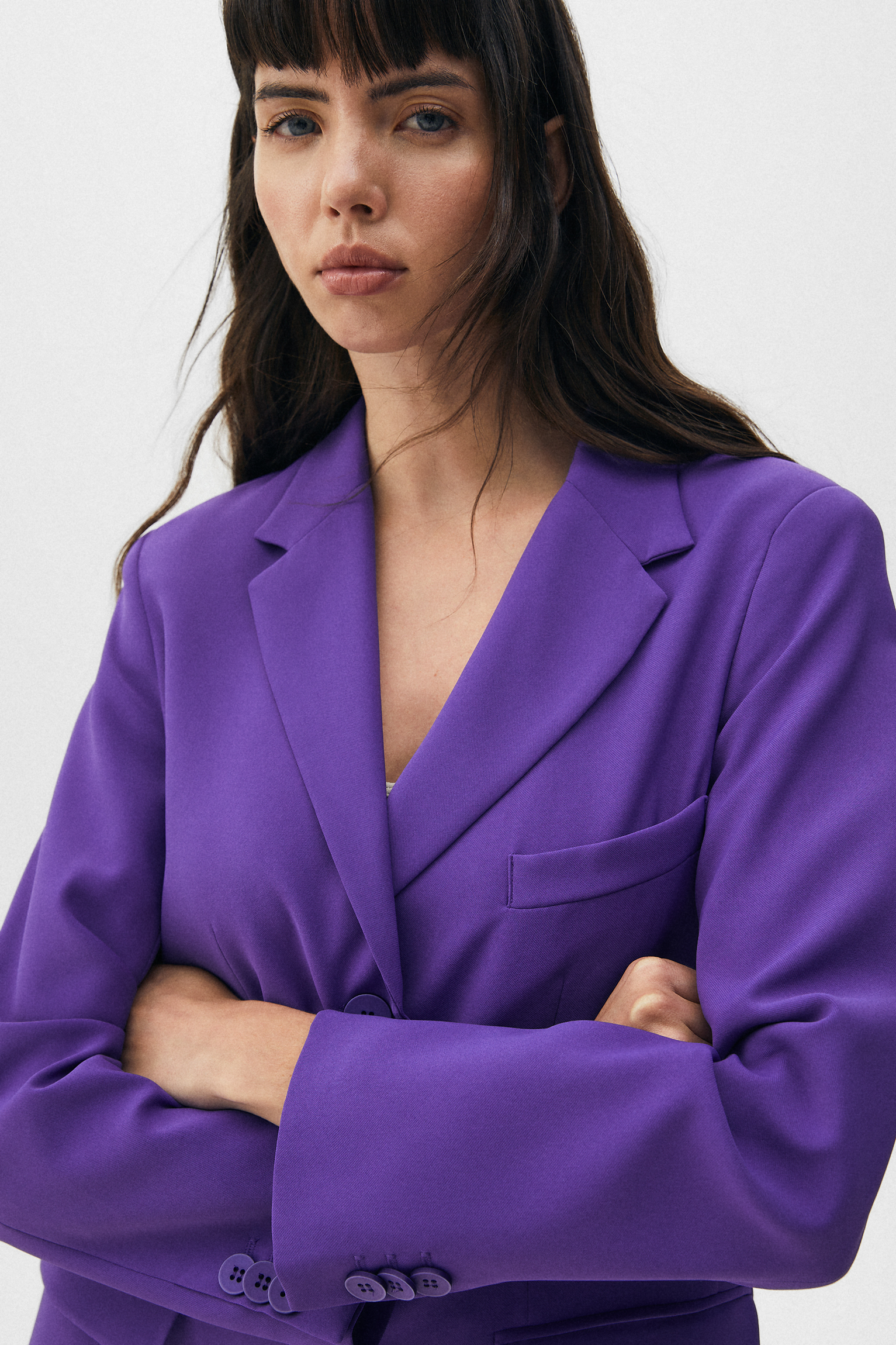 Blazer morada 3 botones - PULL\u0026BEAR