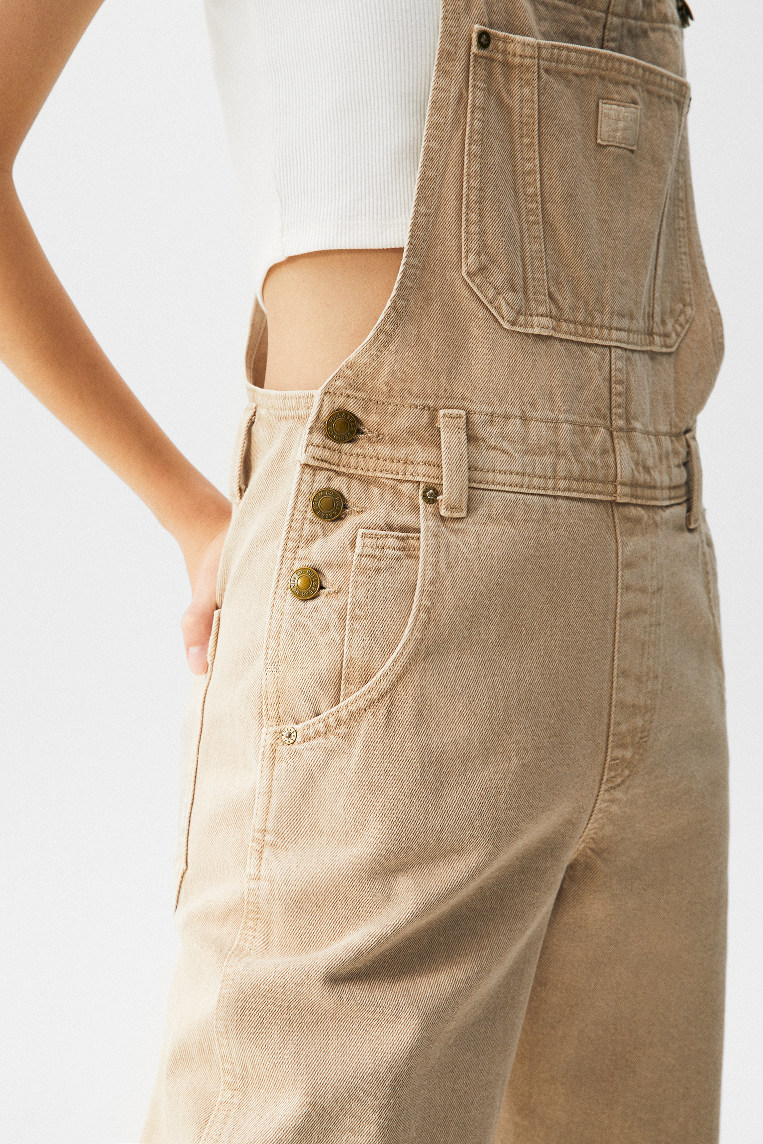 Overol denim largo color - PULL\u0026BEAR