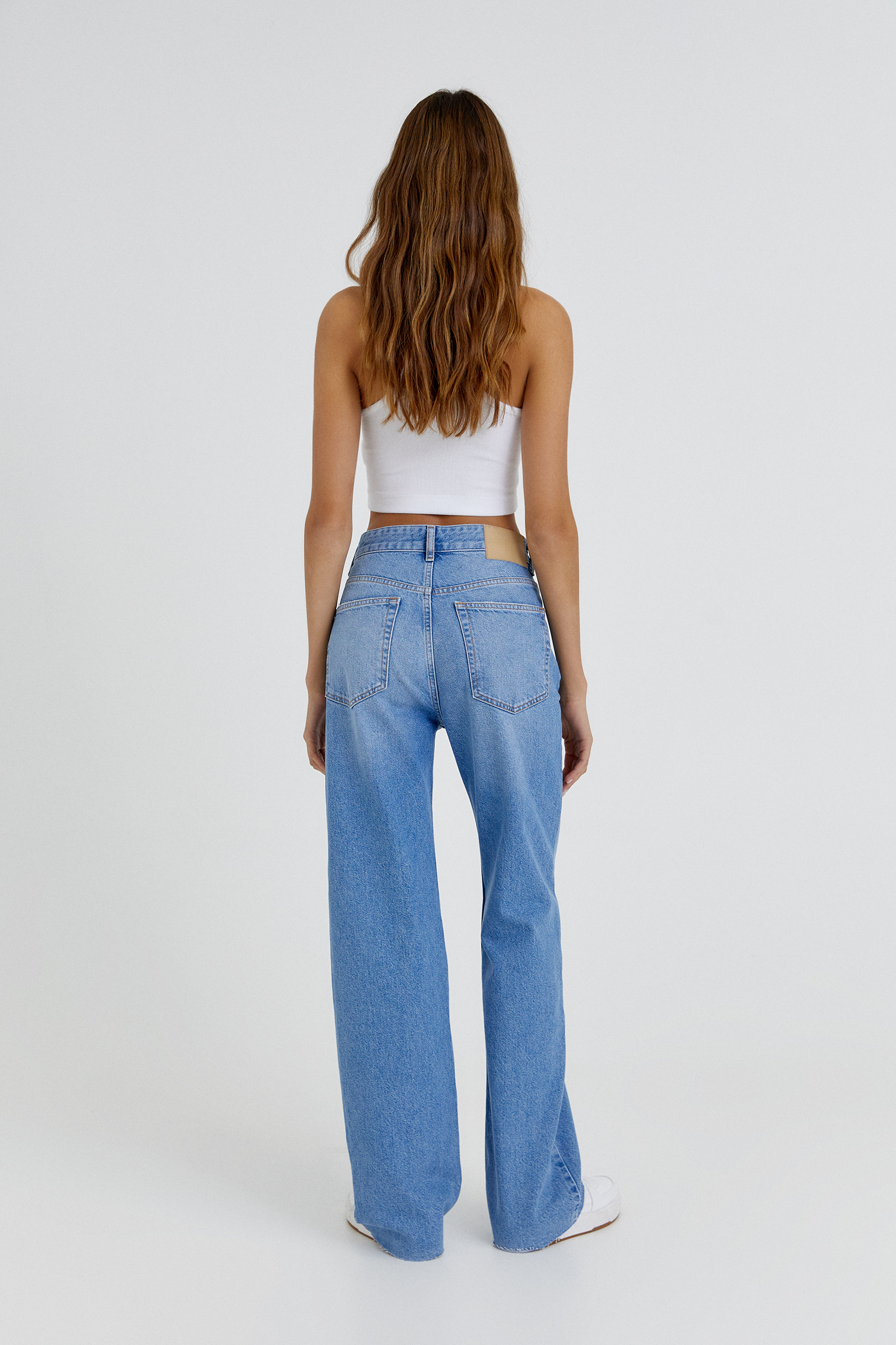 Straight-leg high waist jeans - PULL\u0026BEAR