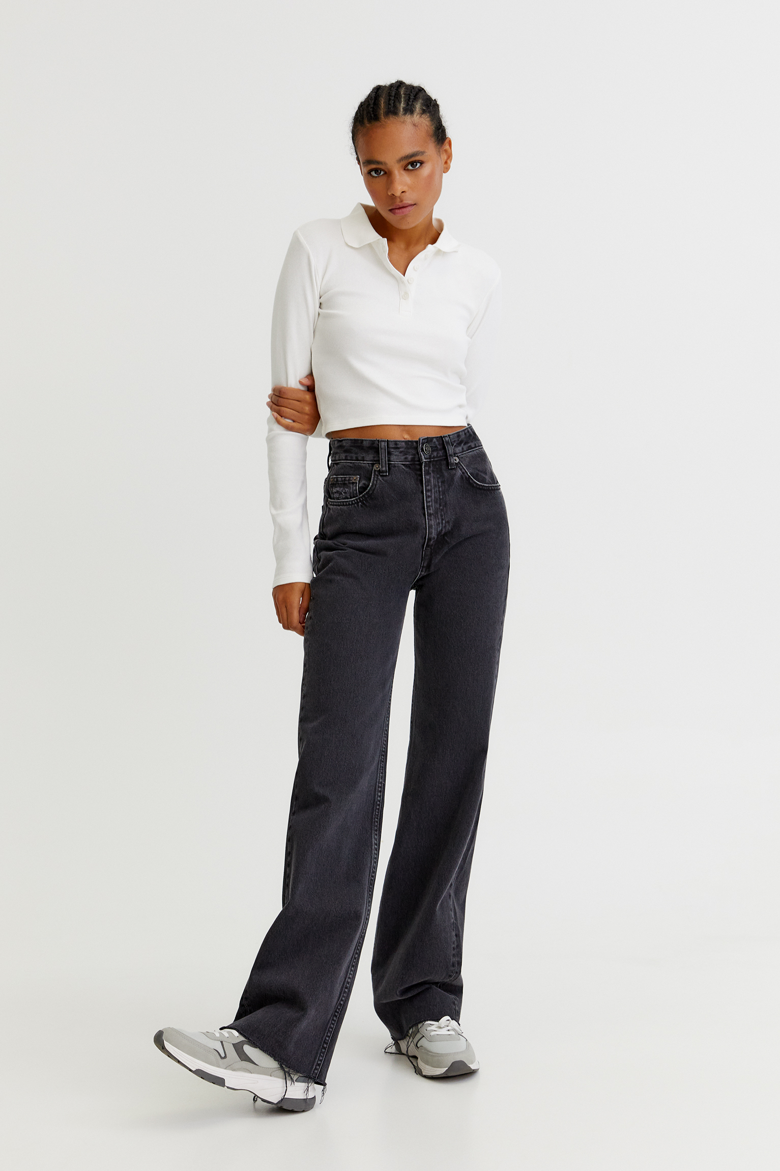 Jeans rectos tiro alto - PULL\u0026BEAR