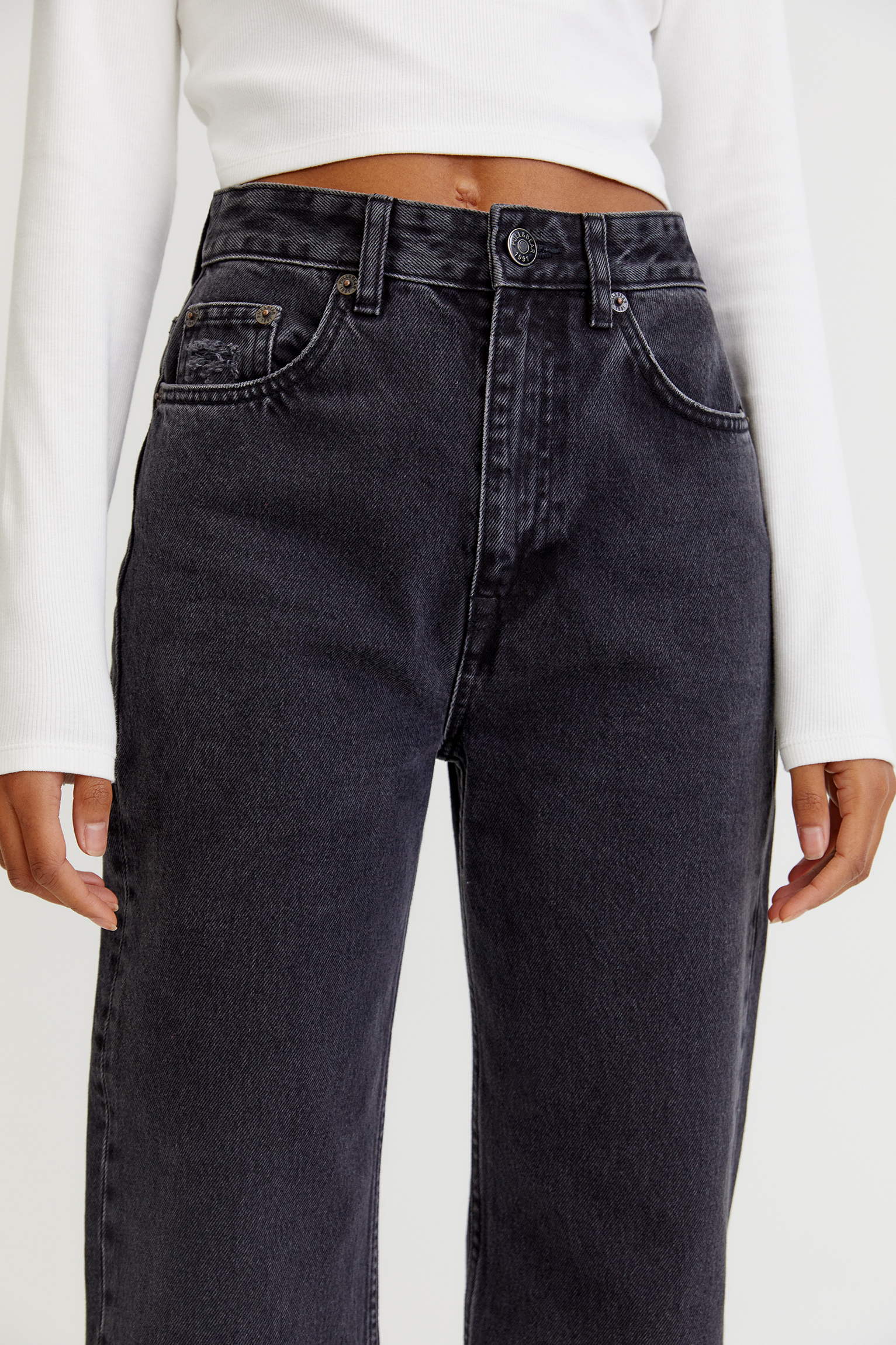 Jeans rectos tiro alto - PULL\u0026BEAR