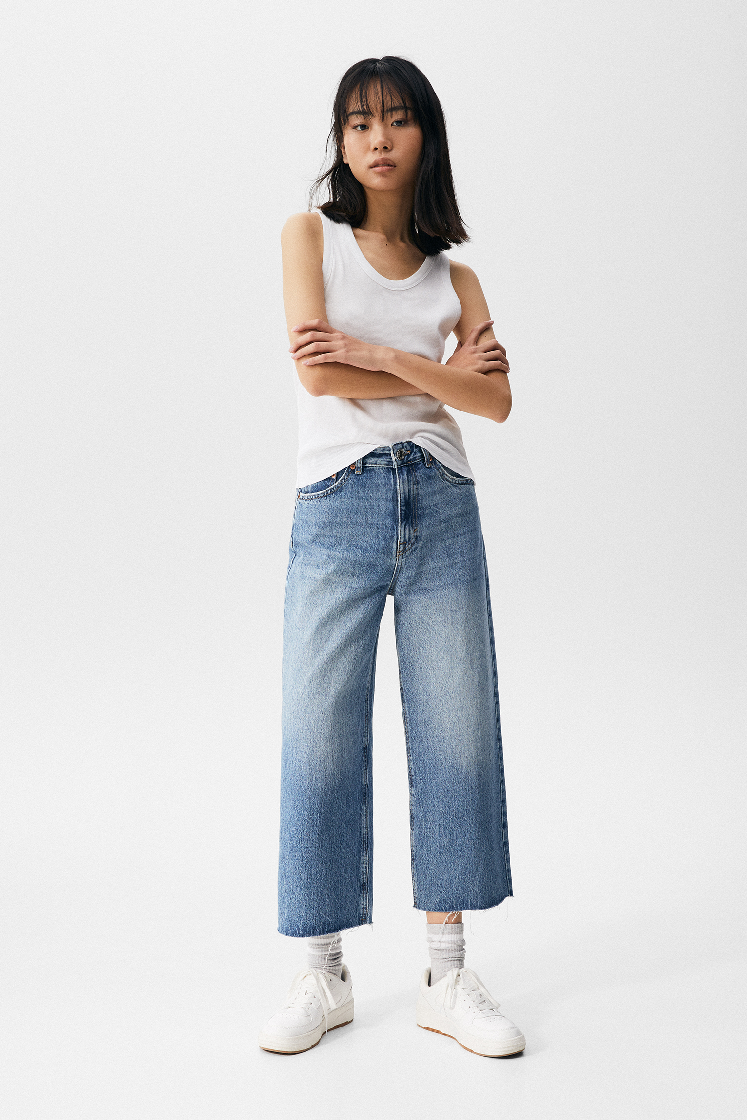 Jeans culotte tiro alto básicos - PULL\u0026BEAR
