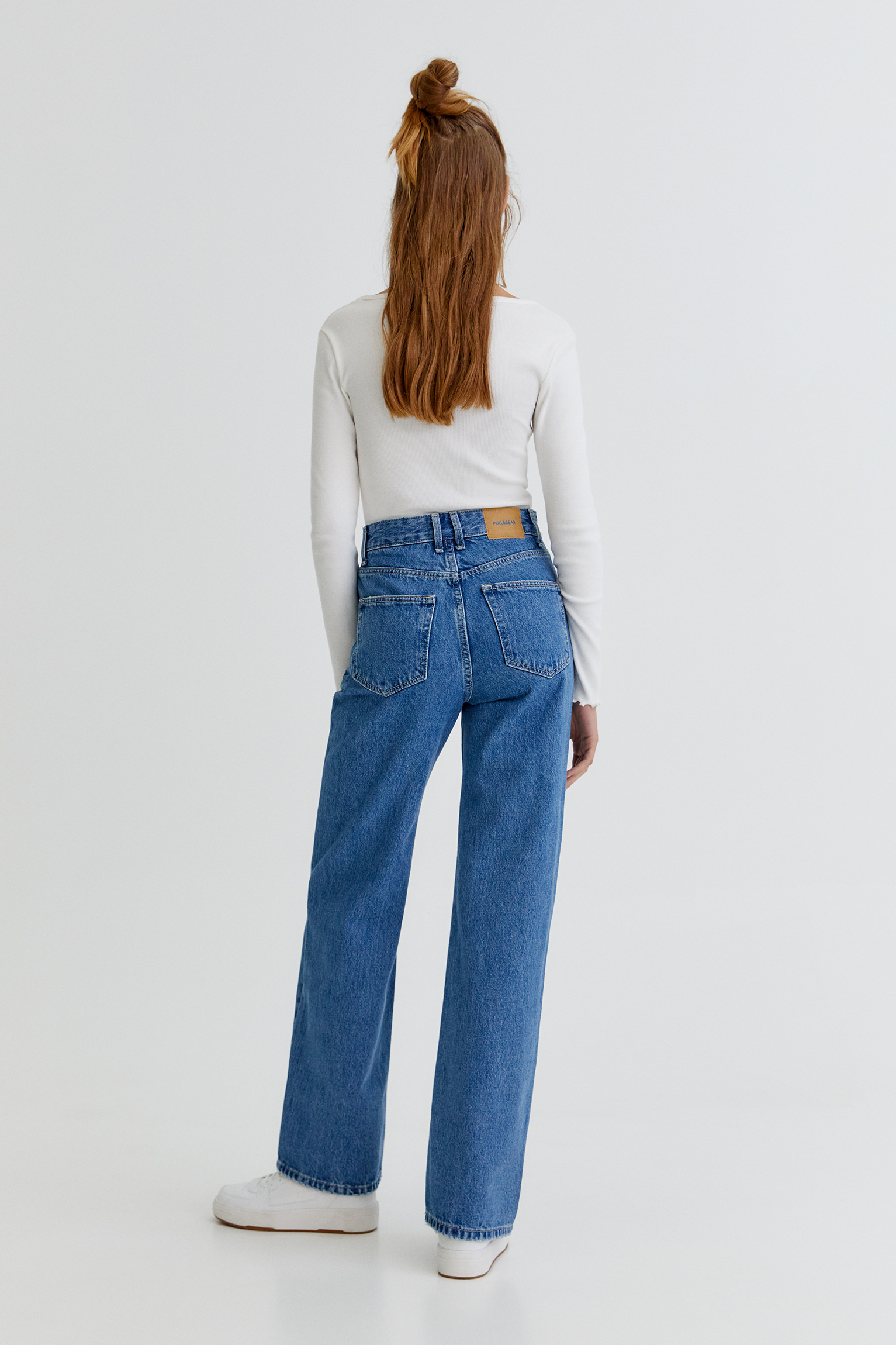 Basic high-waist wide-leg jeans - pull\u0026bear