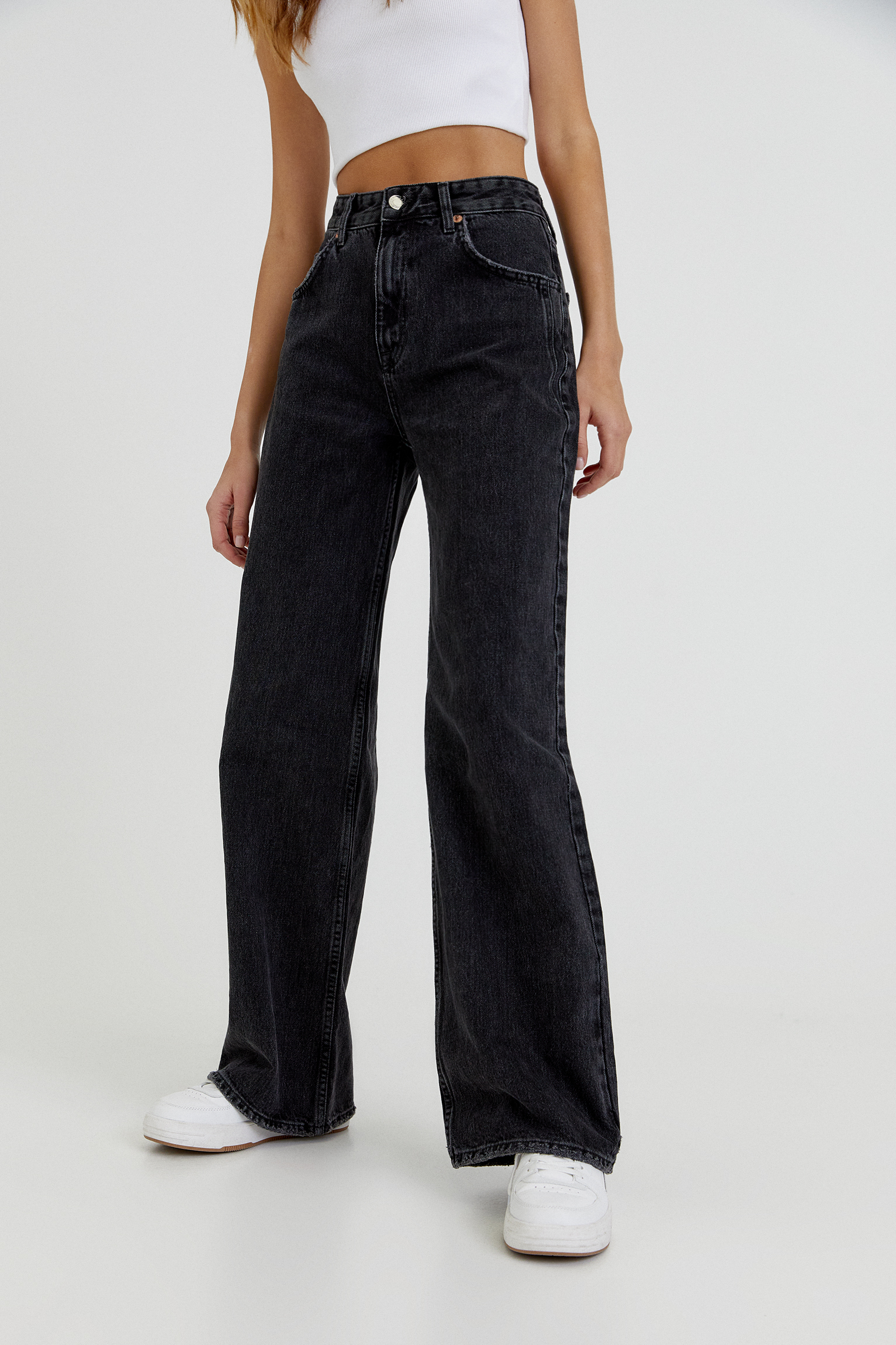 Jeans wide leg básicos tiro alto - PULL\u0026BEAR